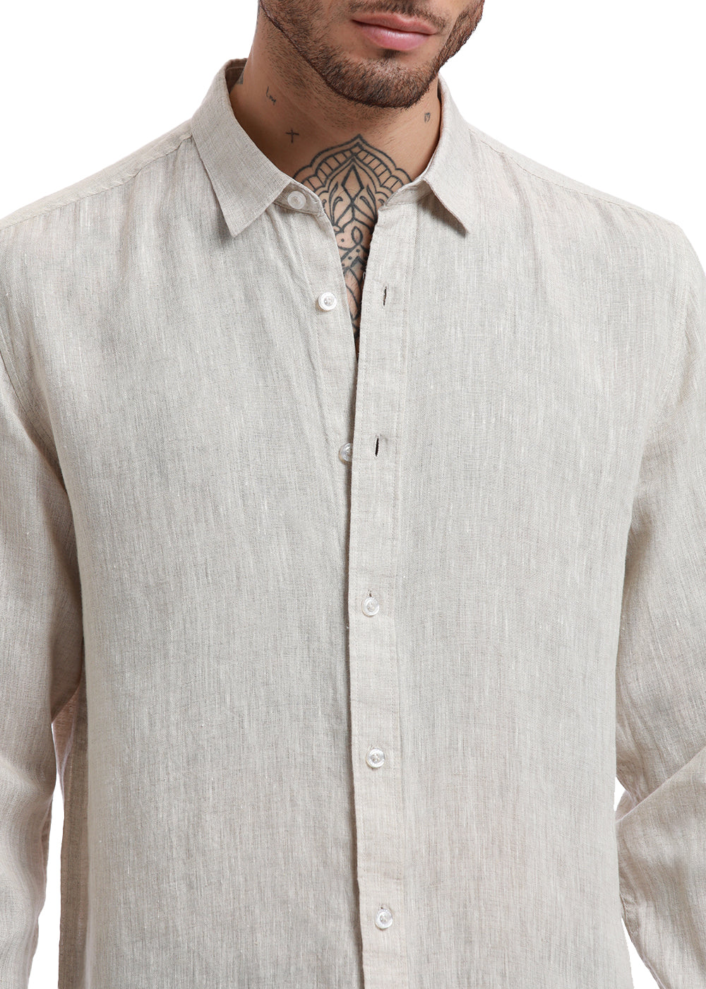 100% Pure Irish Beige Linen Shirt