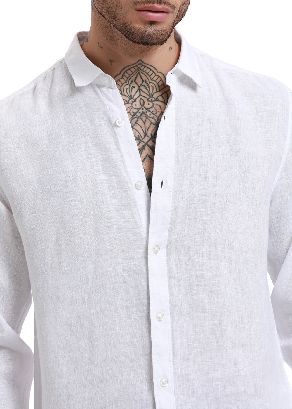 100% Pure Irish White Linen Shirt