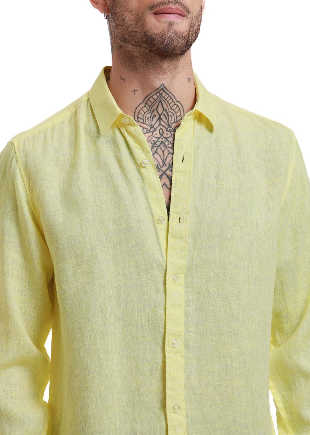 100% Pure Irish Lemon Yellow Linen Shirt