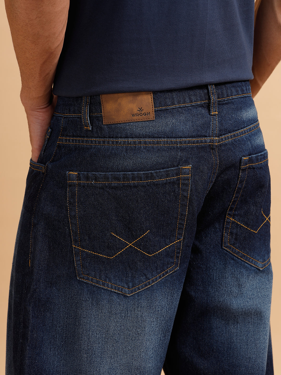 Casual Heavy Fade Loose Fit Jeans | Dark Blue