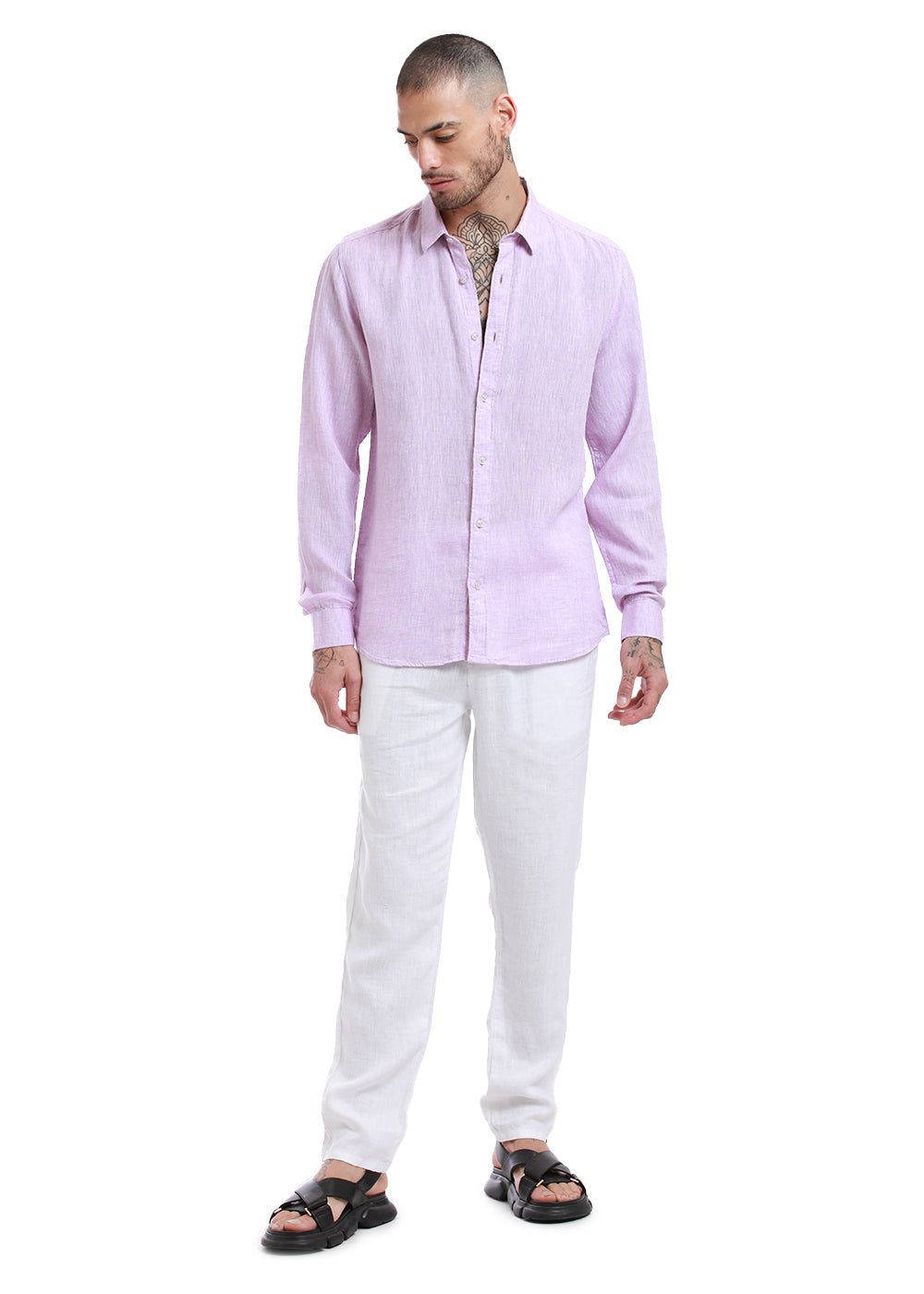 100% Pure Irish Pastel Purple Linen Shirt
