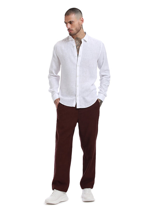 100% Pure Irish White Linen Shirt