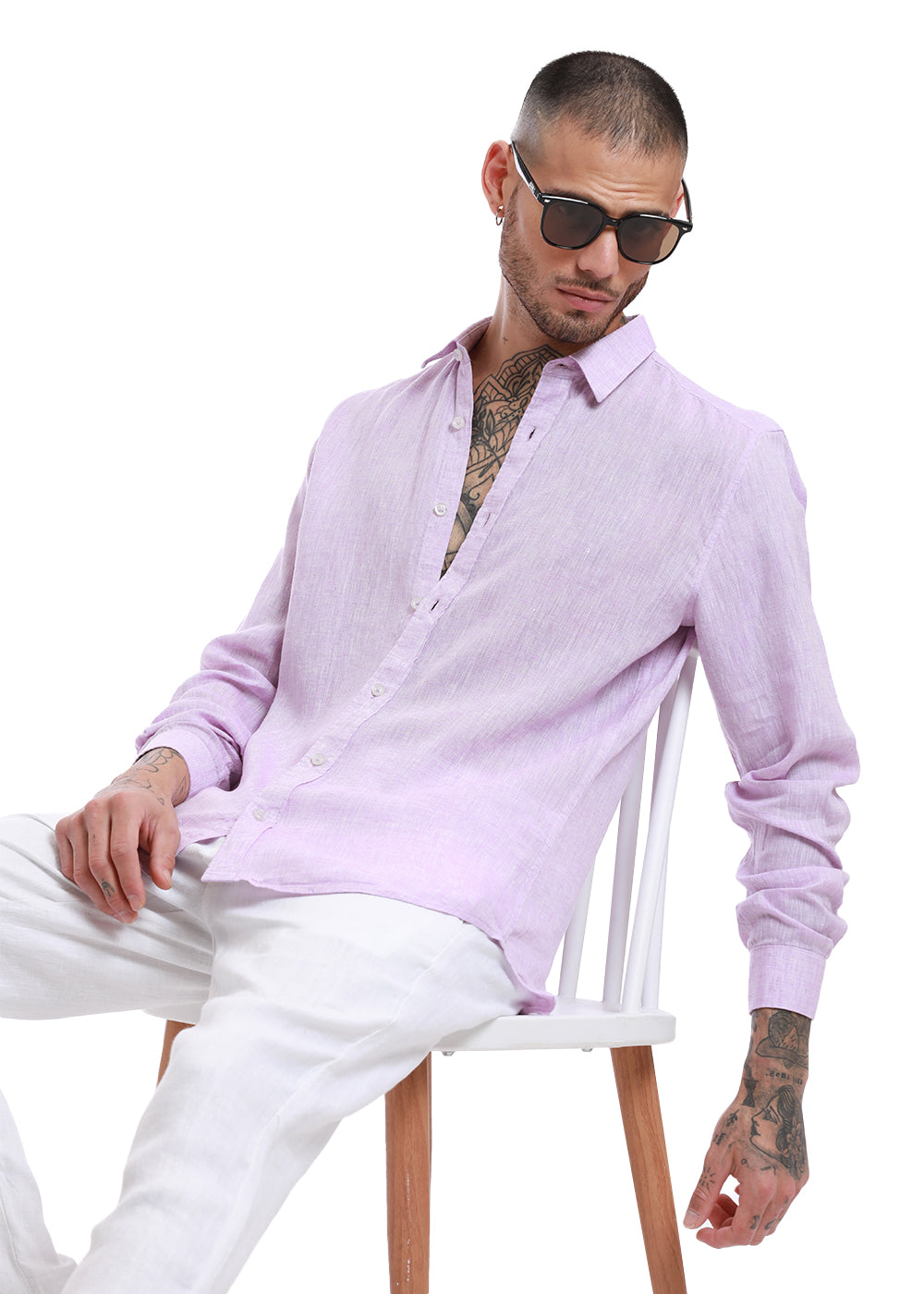 100% Pure Irish Pastel Purple Linen Shirt