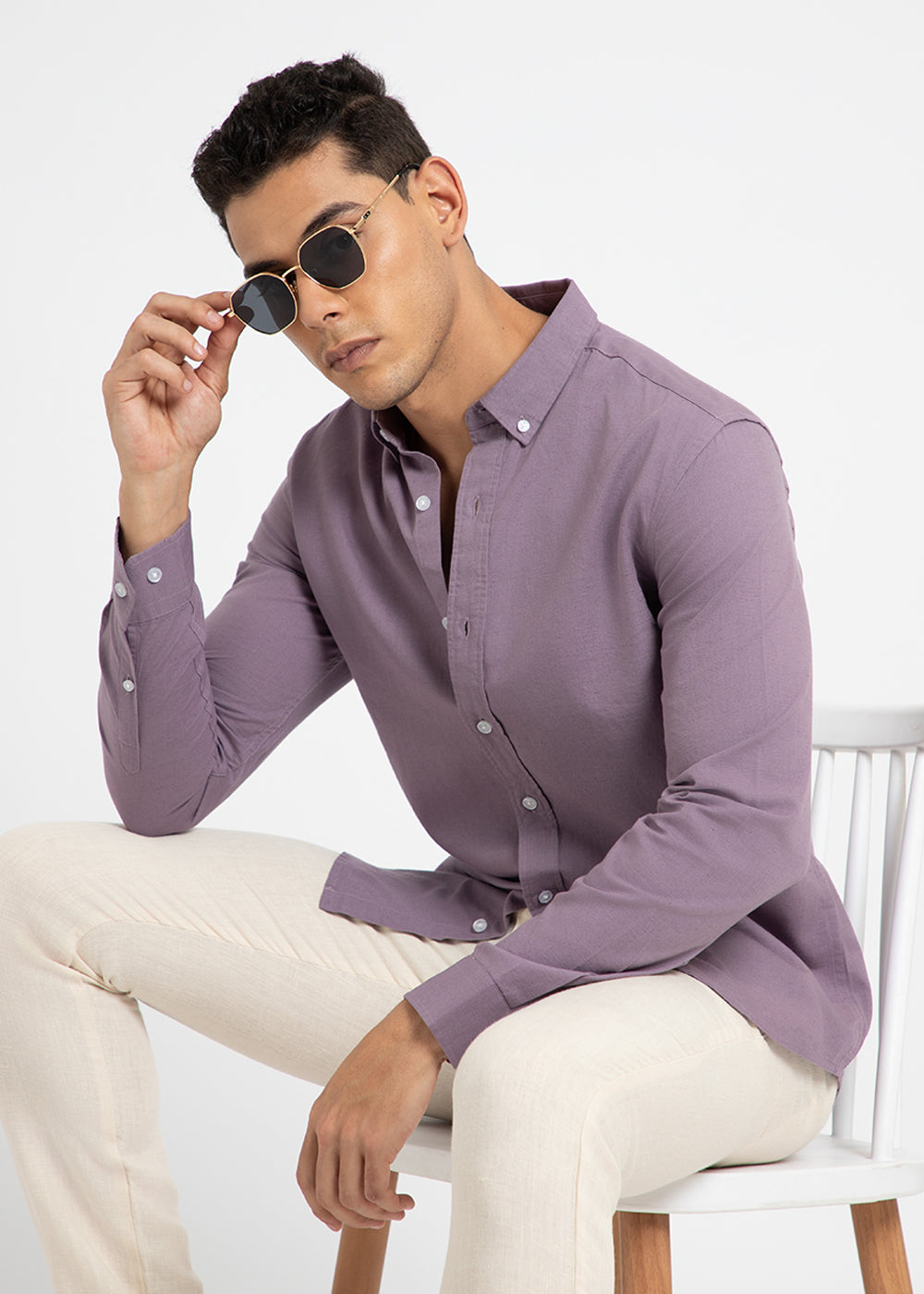 Lilac Cotton Linen Shirt