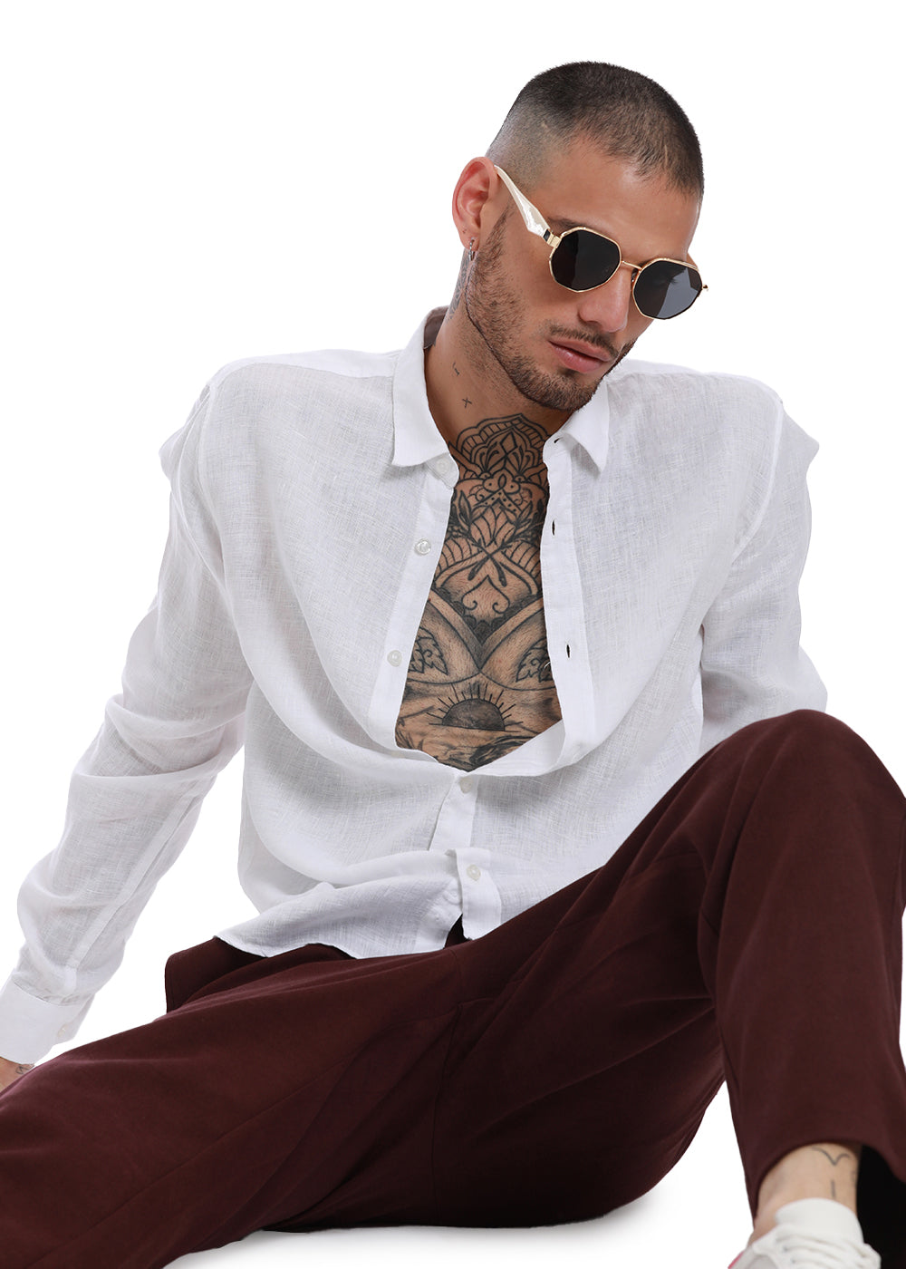 100% Pure Irish White Linen Shirt