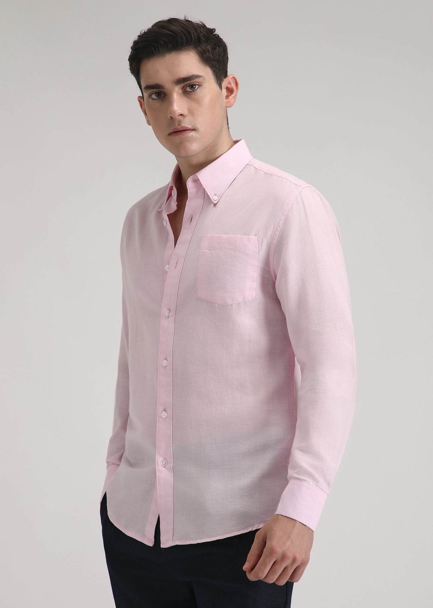 Pale Pink Cotton Linen Shirt