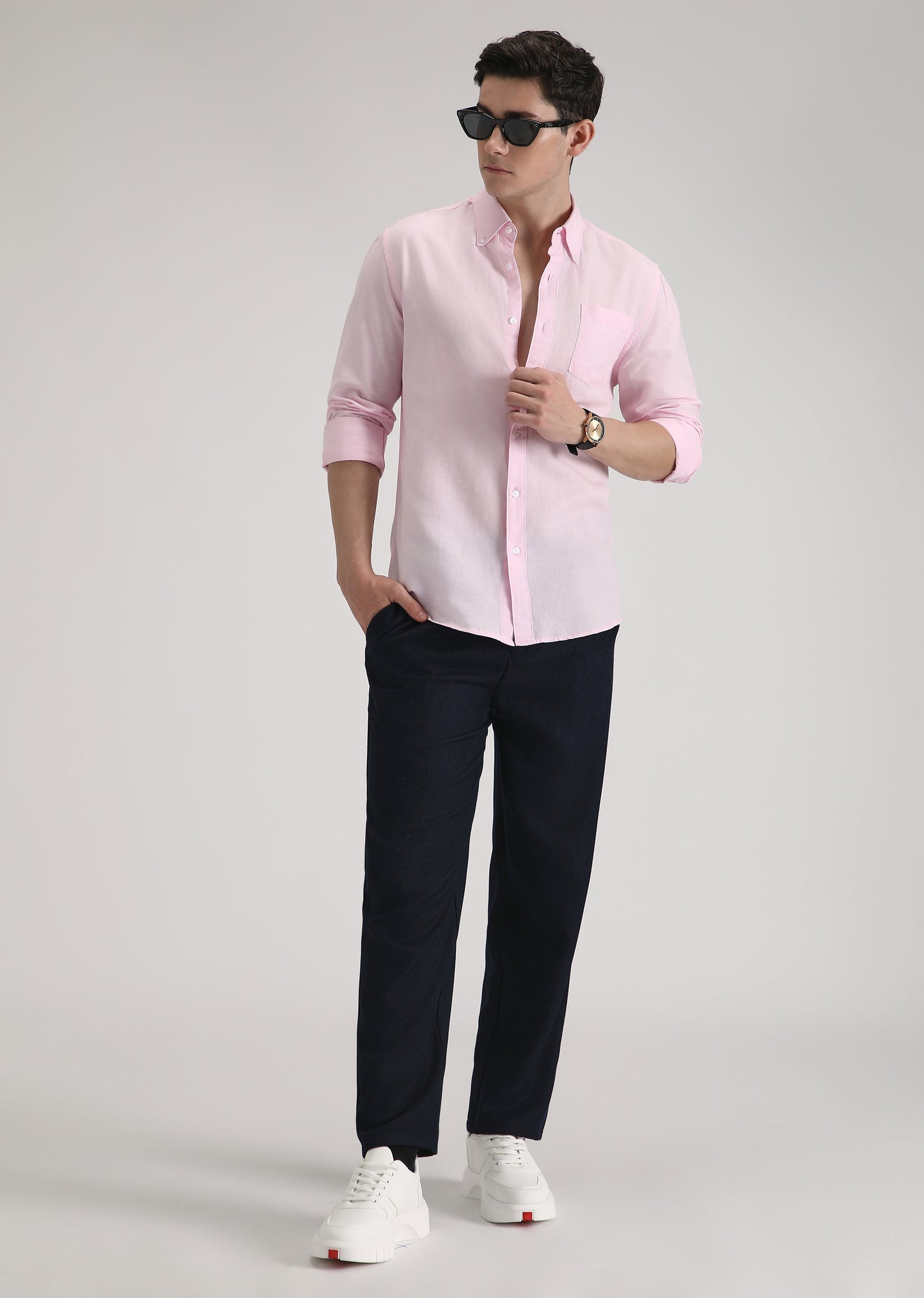Pale Pink Cotton Linen Shirt