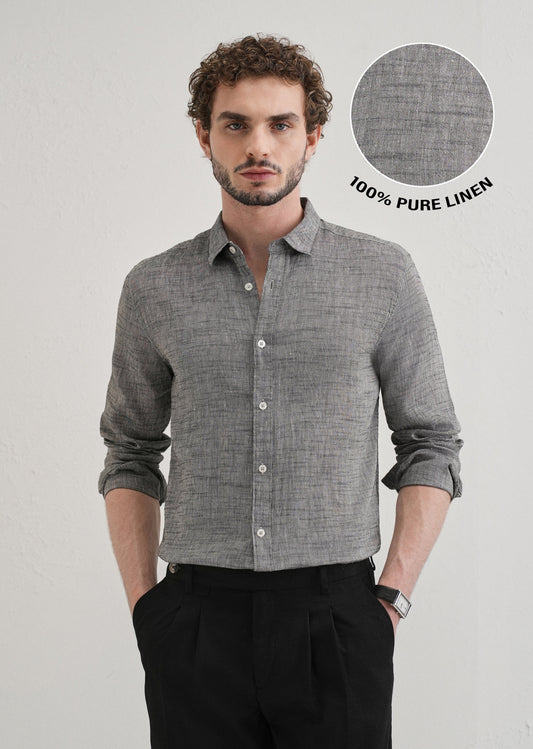 100% Pure Linen Grey Shirt