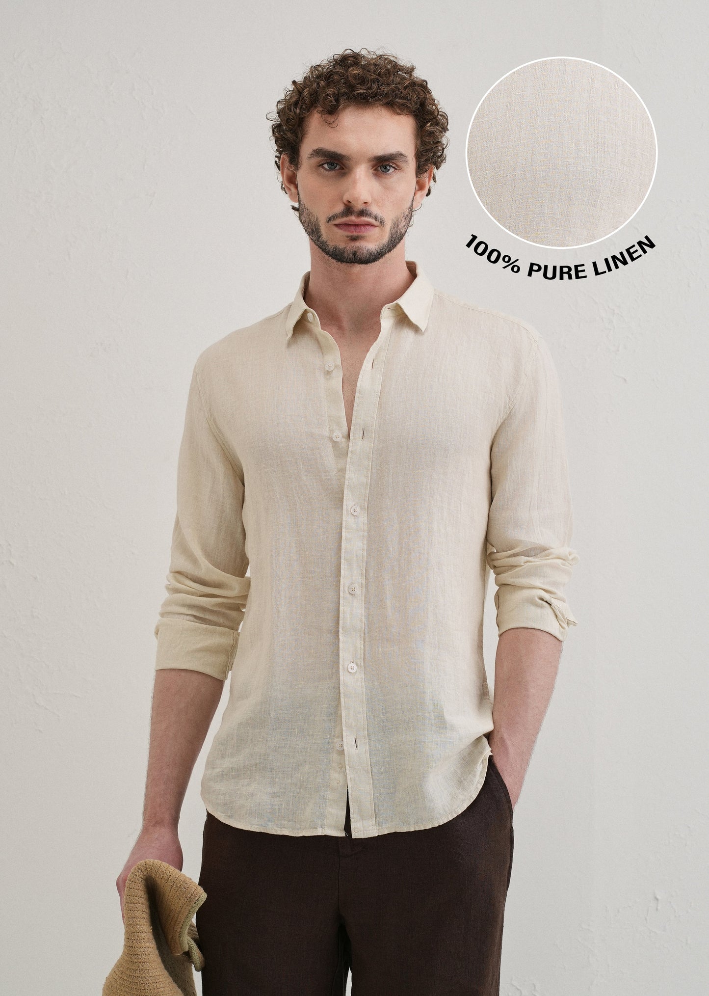 100% Pure Classic Cream Linen Shirt