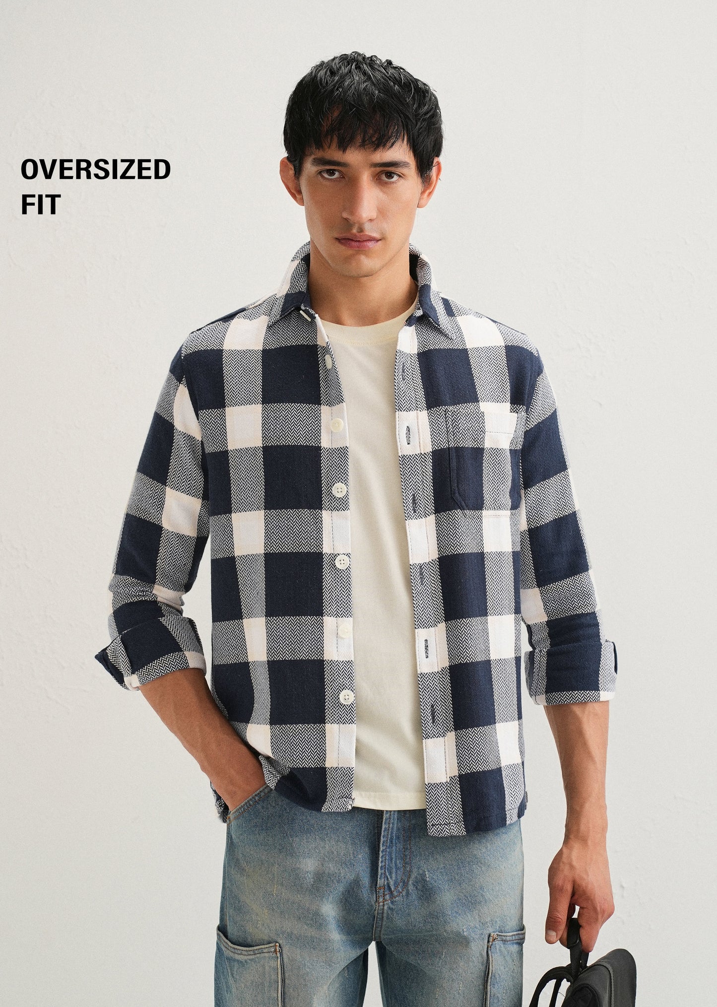 Dark Blue Checked Overshirt