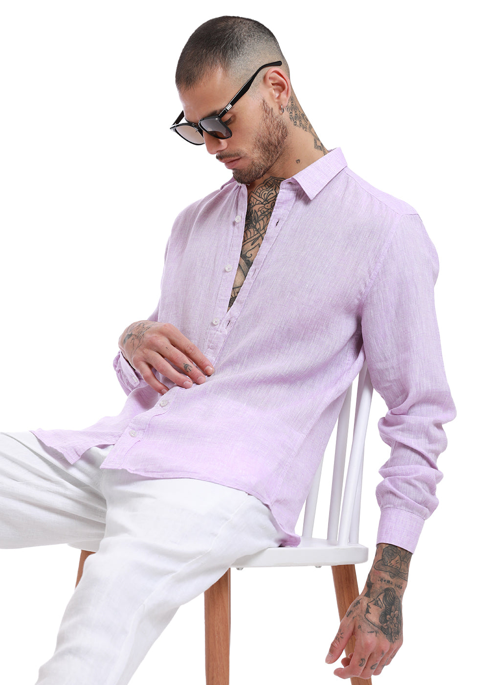 100% Pure Irish Pastel Purple Linen Shirt
