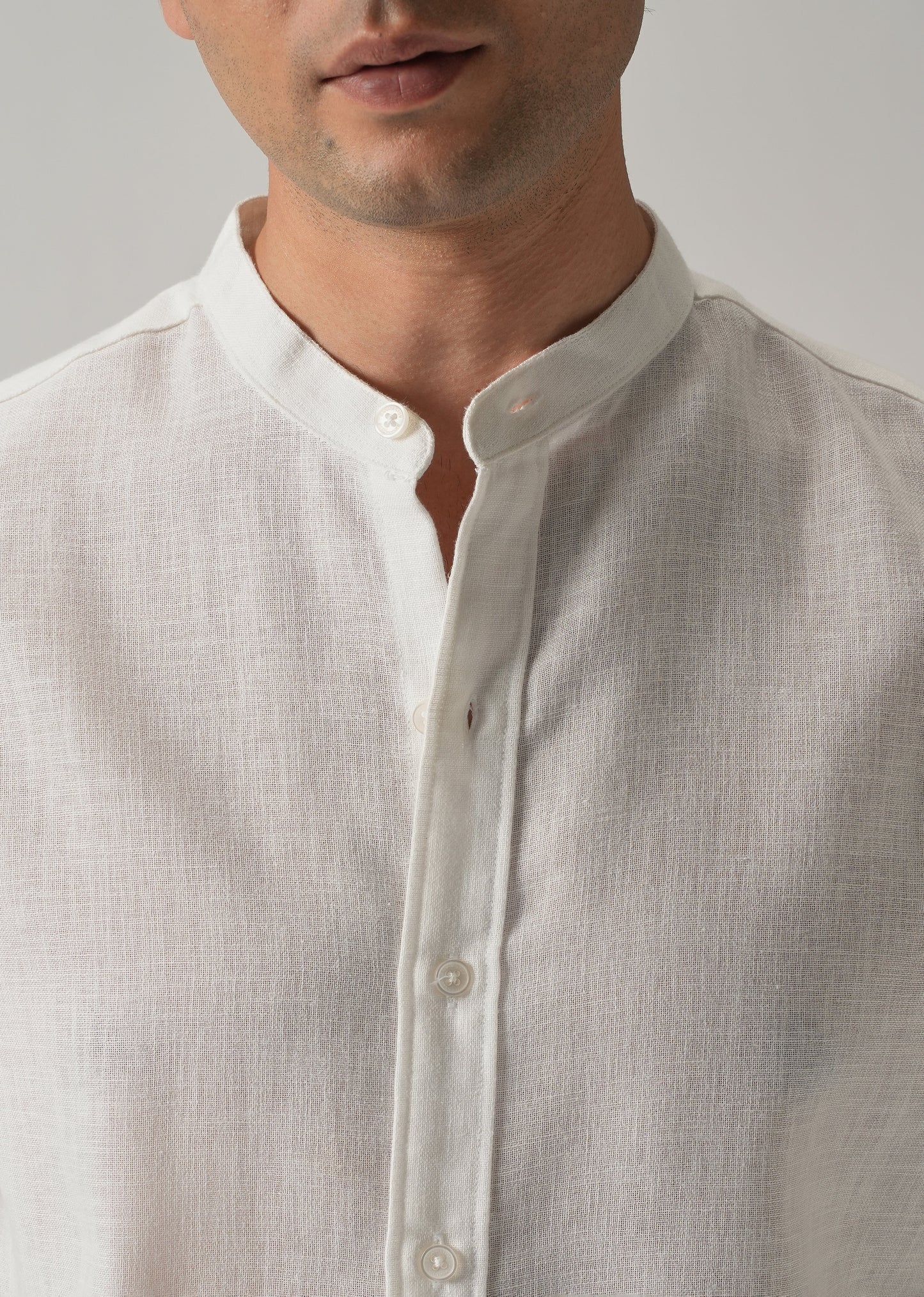 Arctic White Blended Linen Shirt