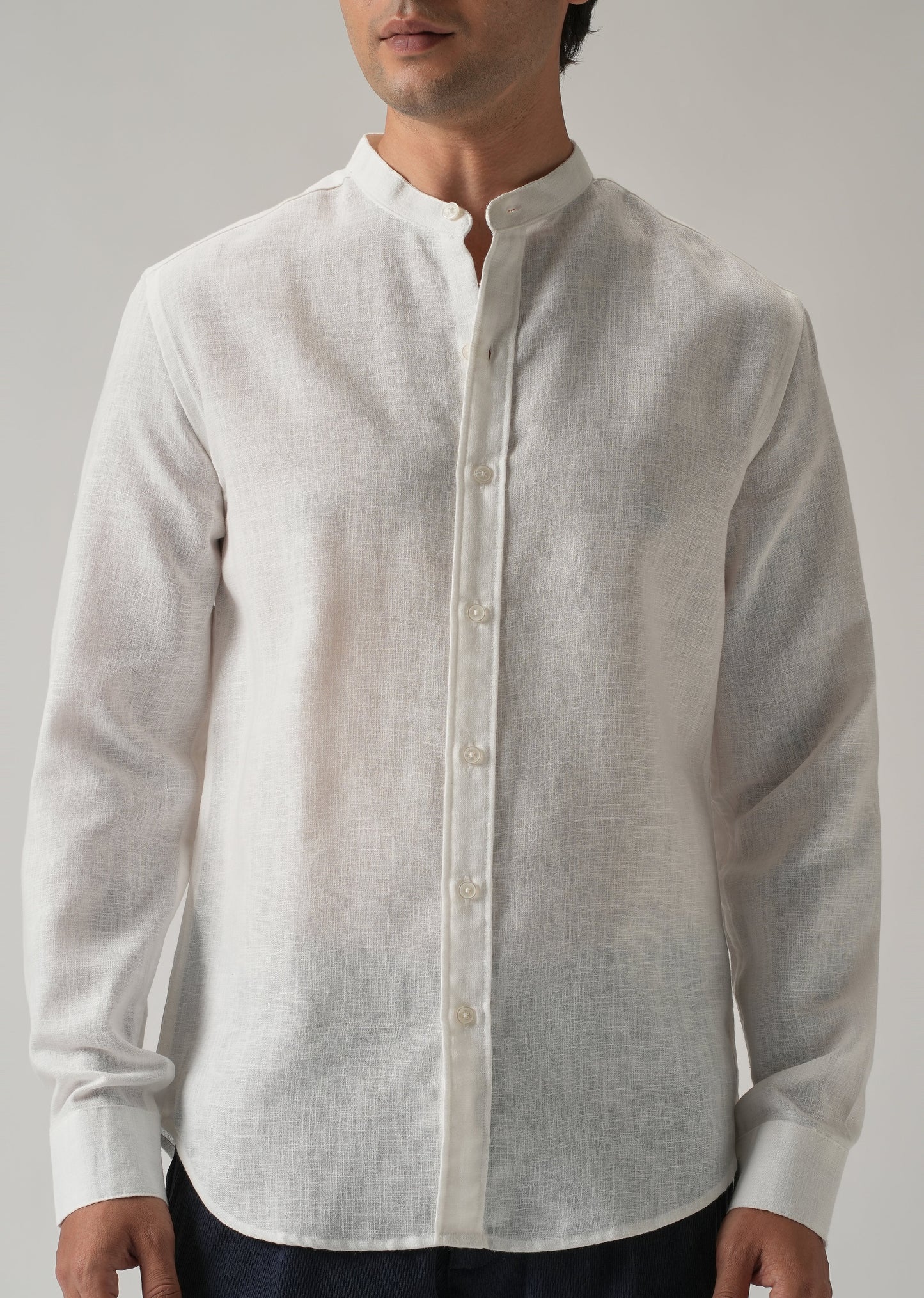 Arctic White Blended Linen Shirt