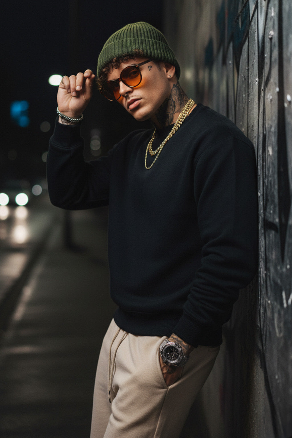 Black Plain Regular Fit Sweatshirt