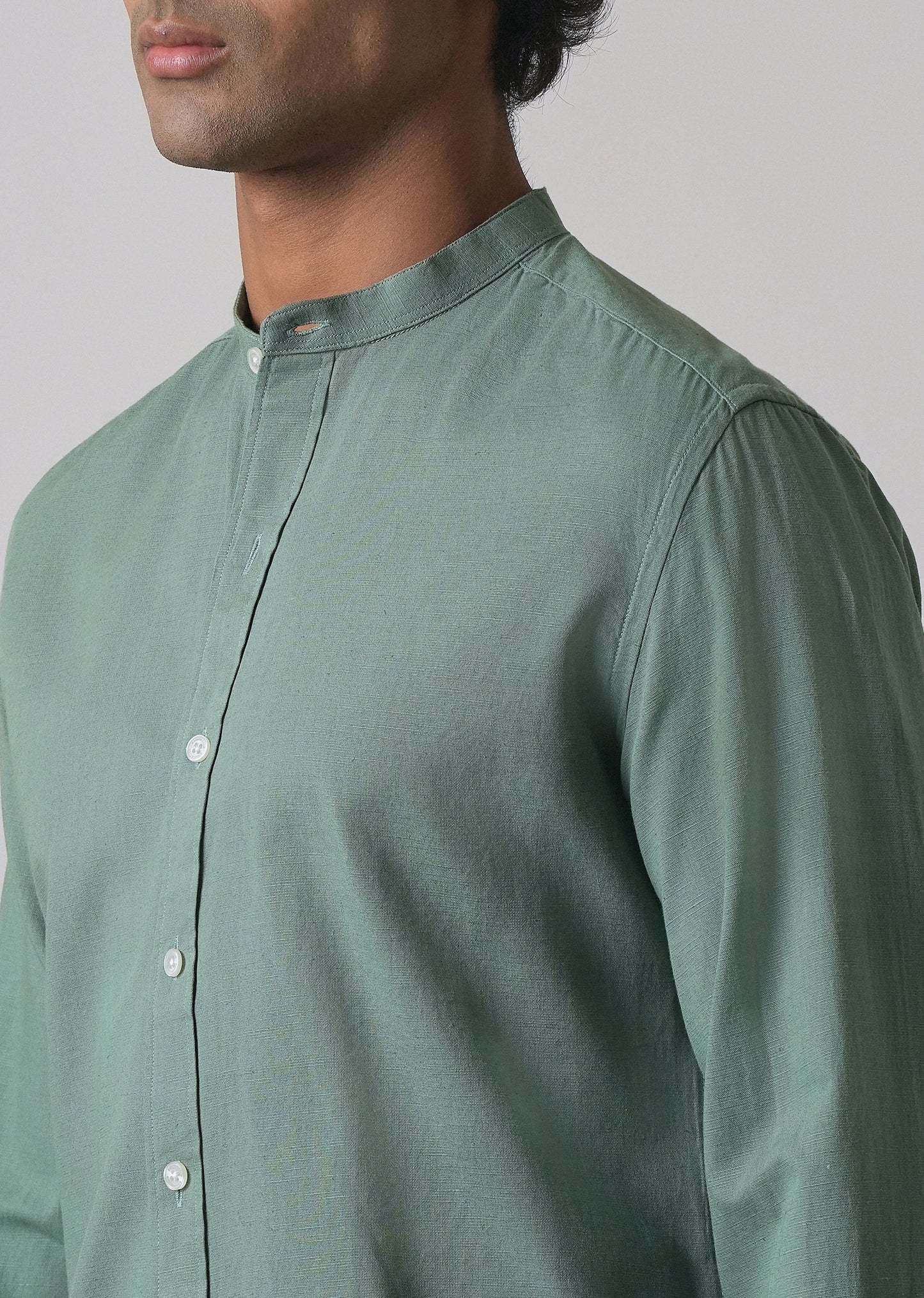 Atlantis Green Cotton Linen Shirt