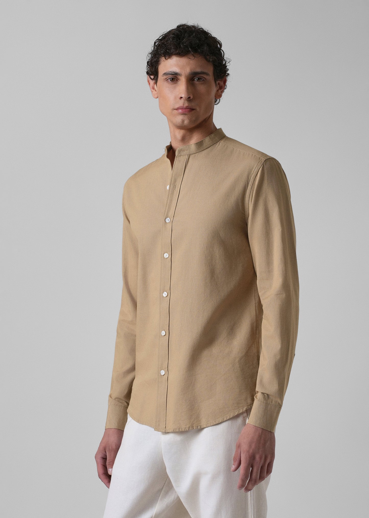 Aurora Beige Cotton Linen Shirt