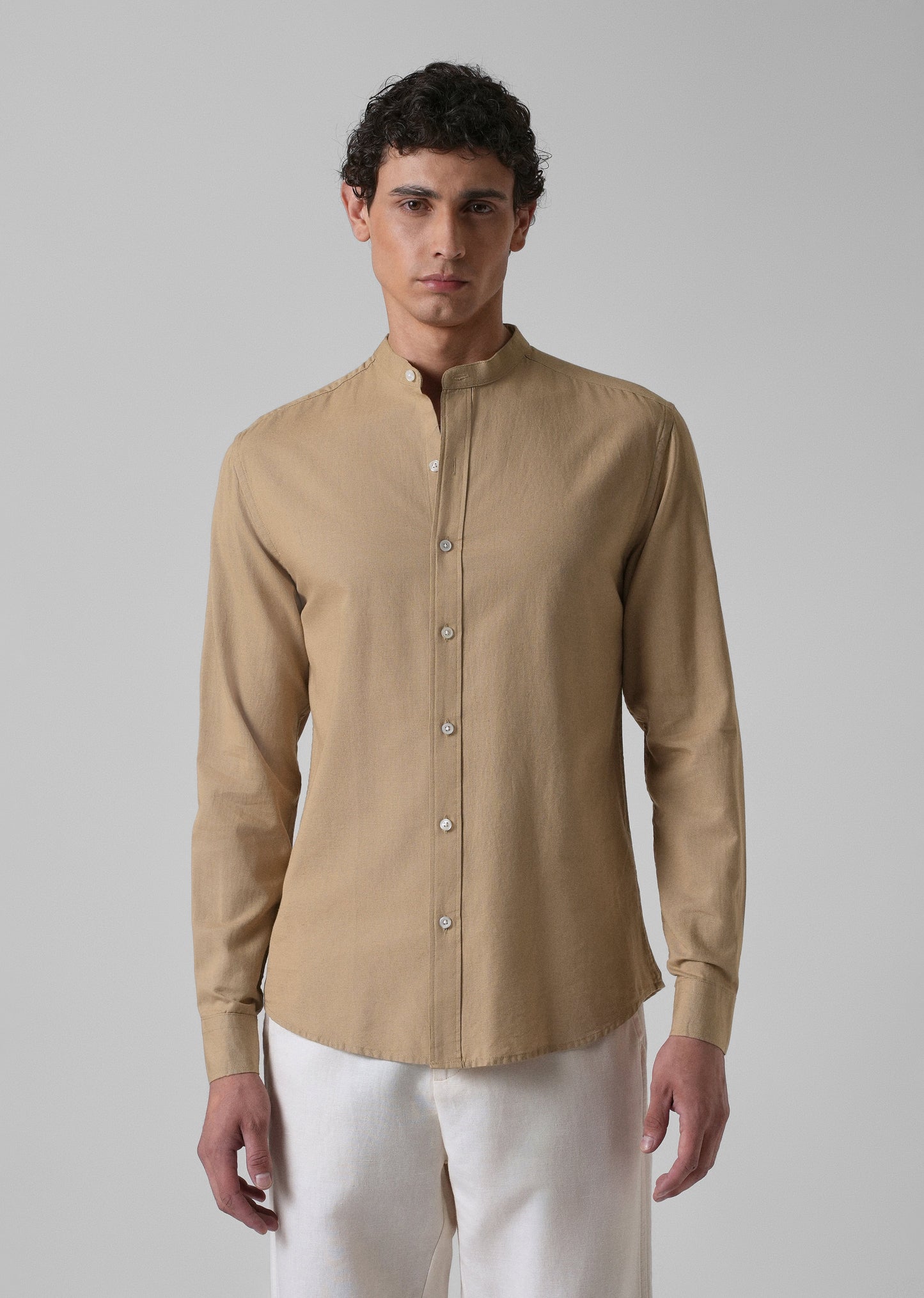 Aurora Beige Cotton Linen Shirt