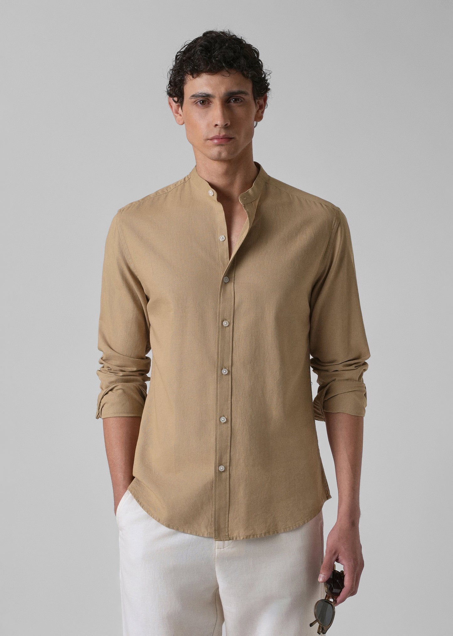Aurora Beige Cotton Linen Shirt