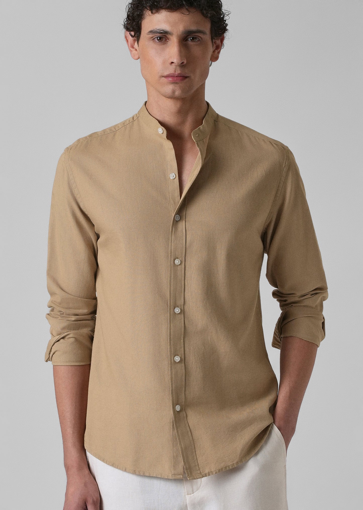 Aurora Beige Cotton Linen Shirt