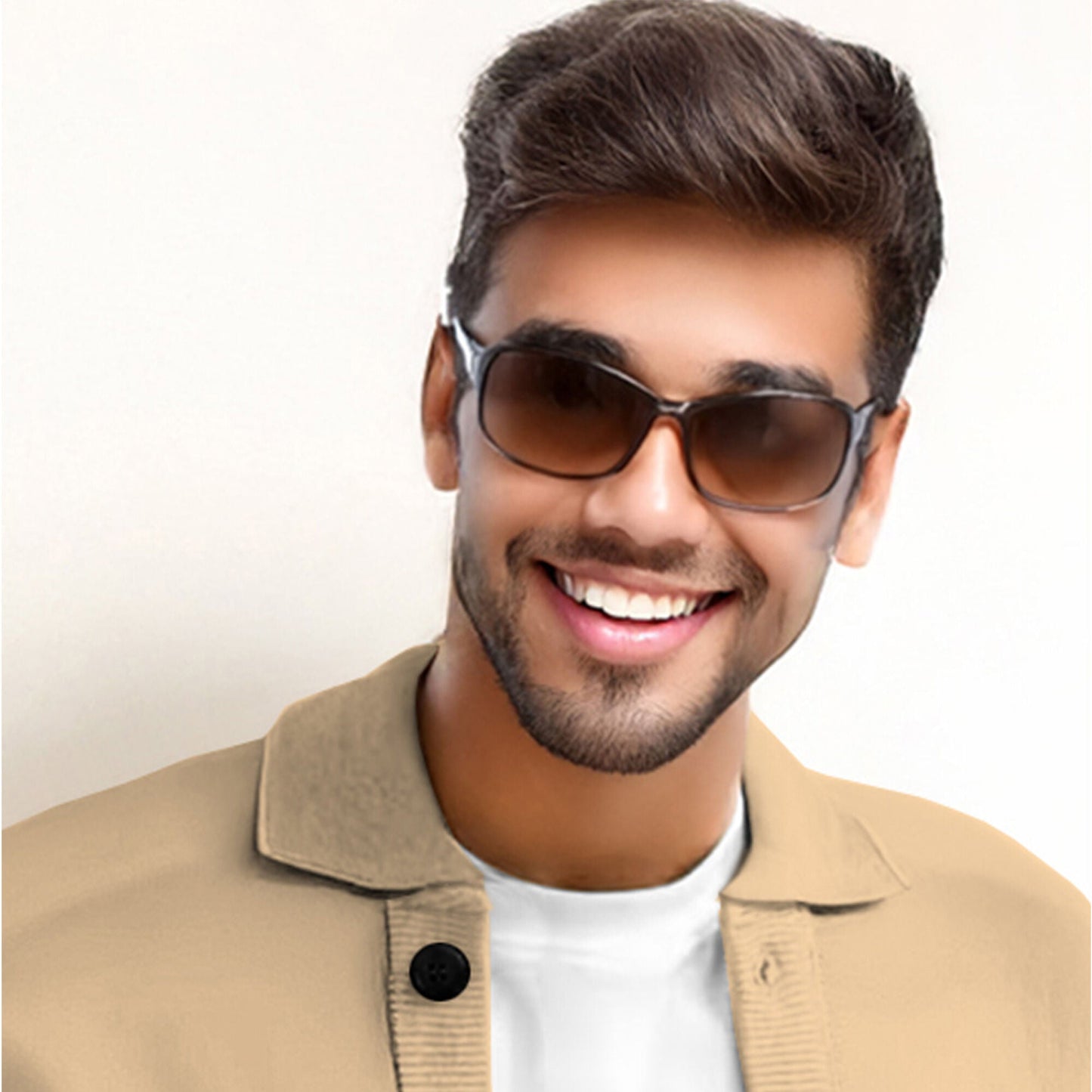 Men’s Full Sleeve Spread Collar Casual Jacket Beige