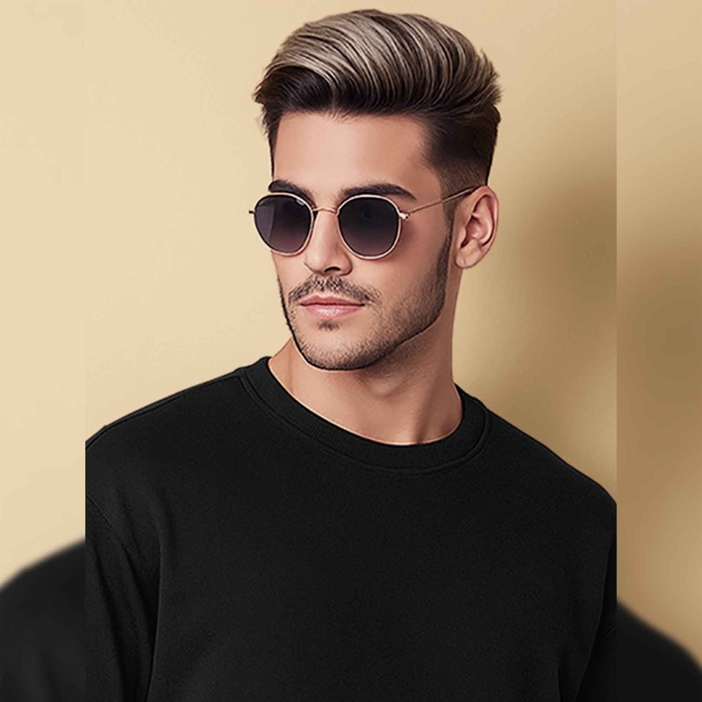 Trendy Round Neck Colorblock YOUNG Printed Black & Grey Sweatshirt