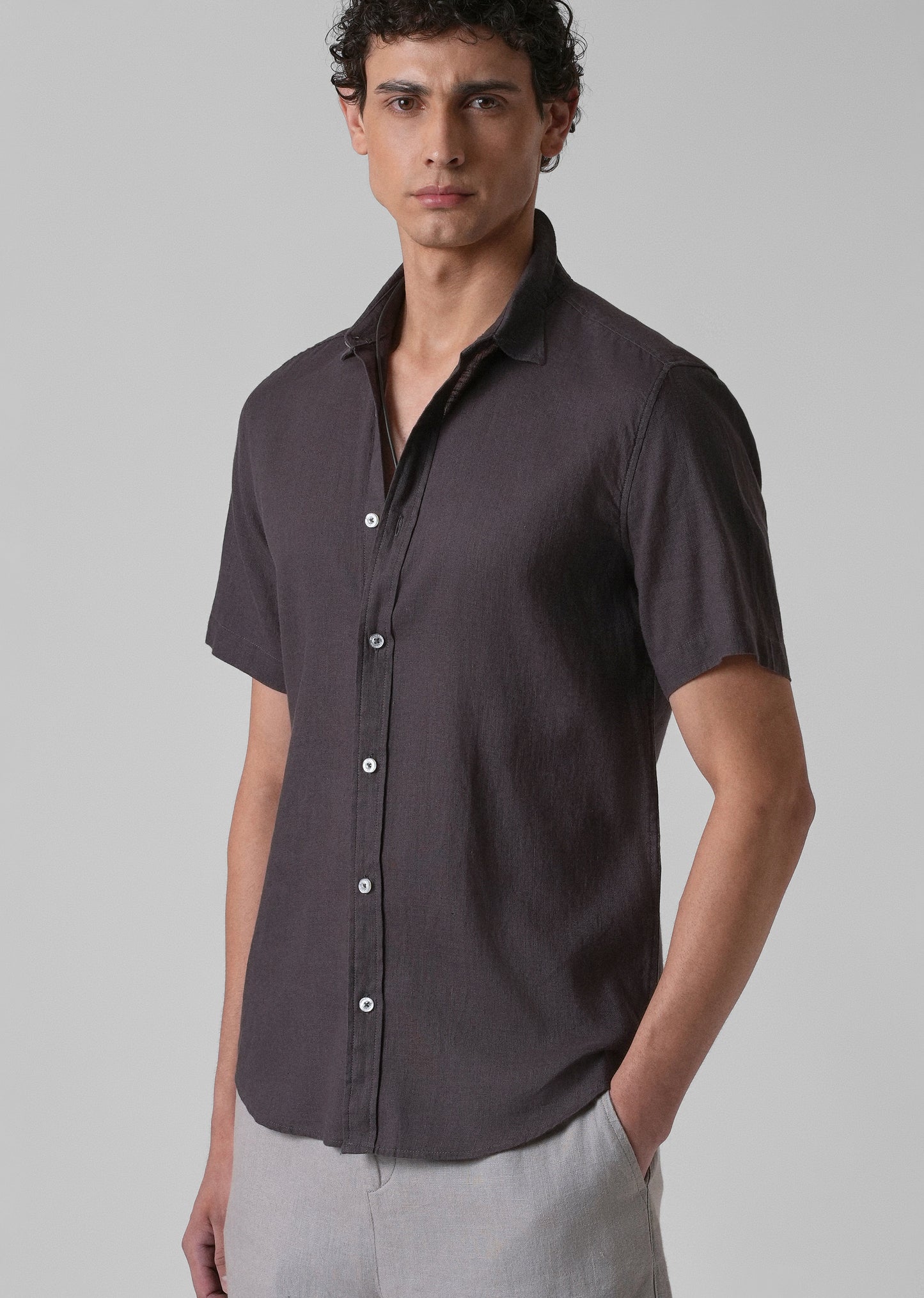 Batiste Crater Brown Linen shirt