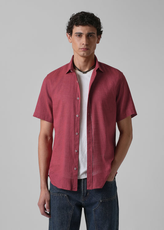 Batiste Crimson Red Linen Shirt