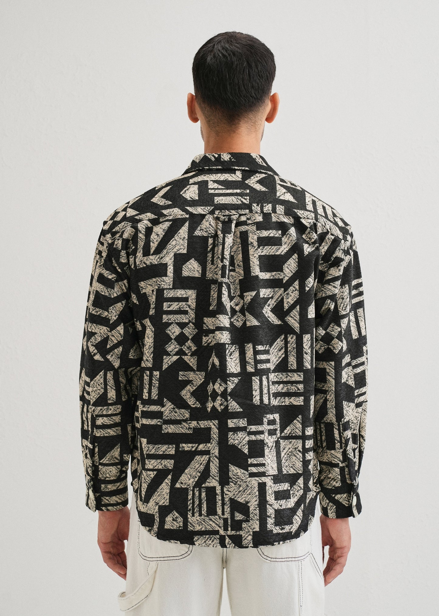 Beige Black Regular Fit Shacket