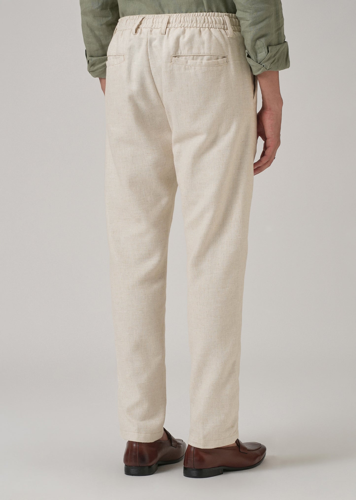 Beige Blended Linen Pant