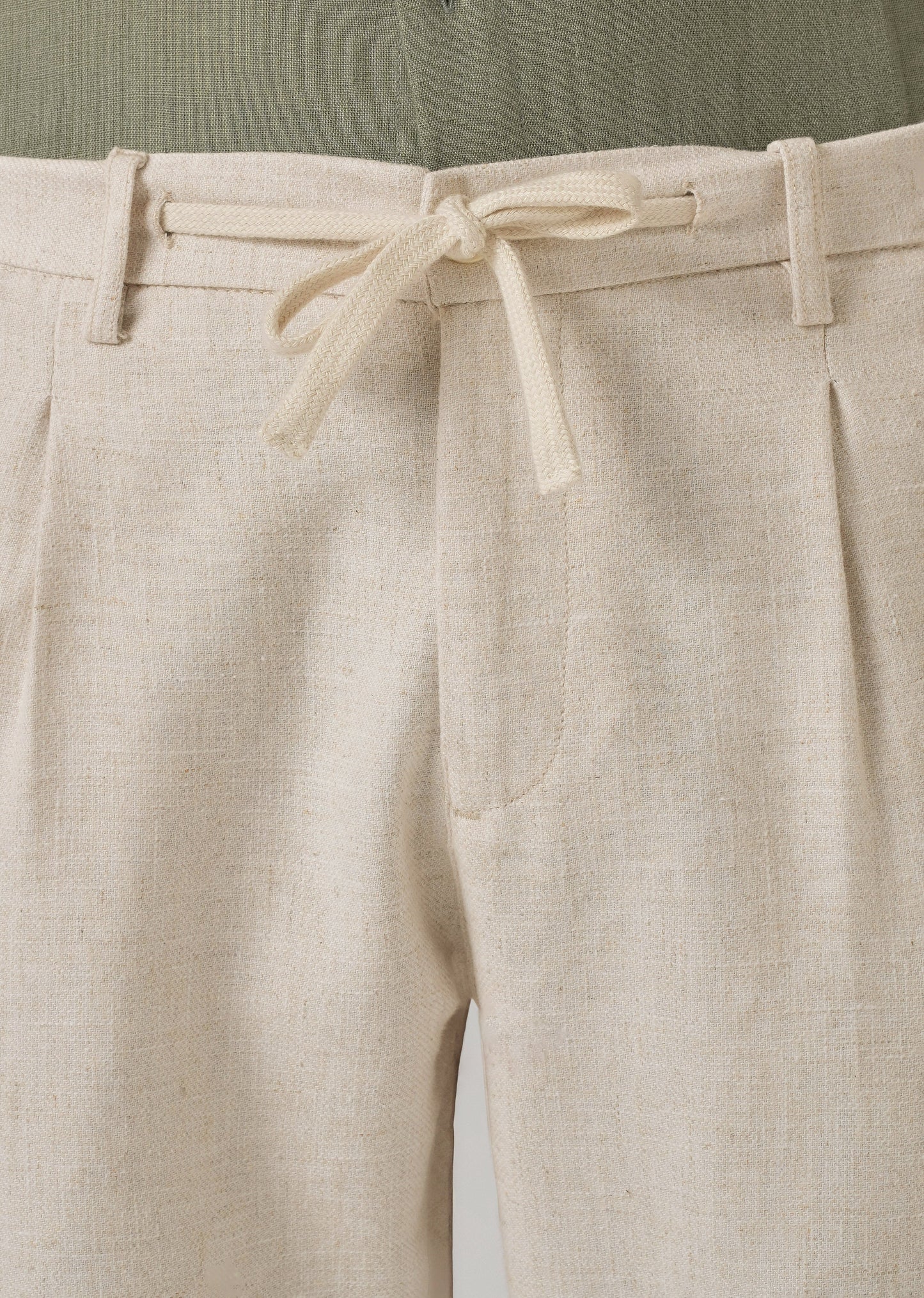 Beige Blended Linen Pant