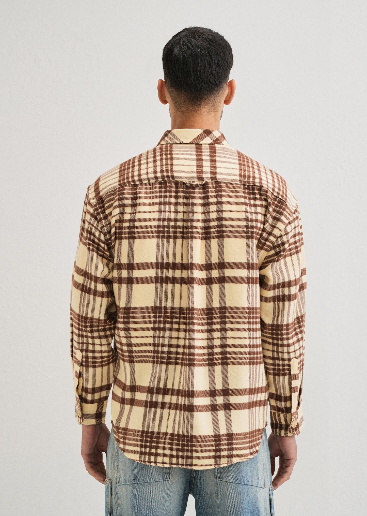 Beige Checked Relaxed Fit Shacket