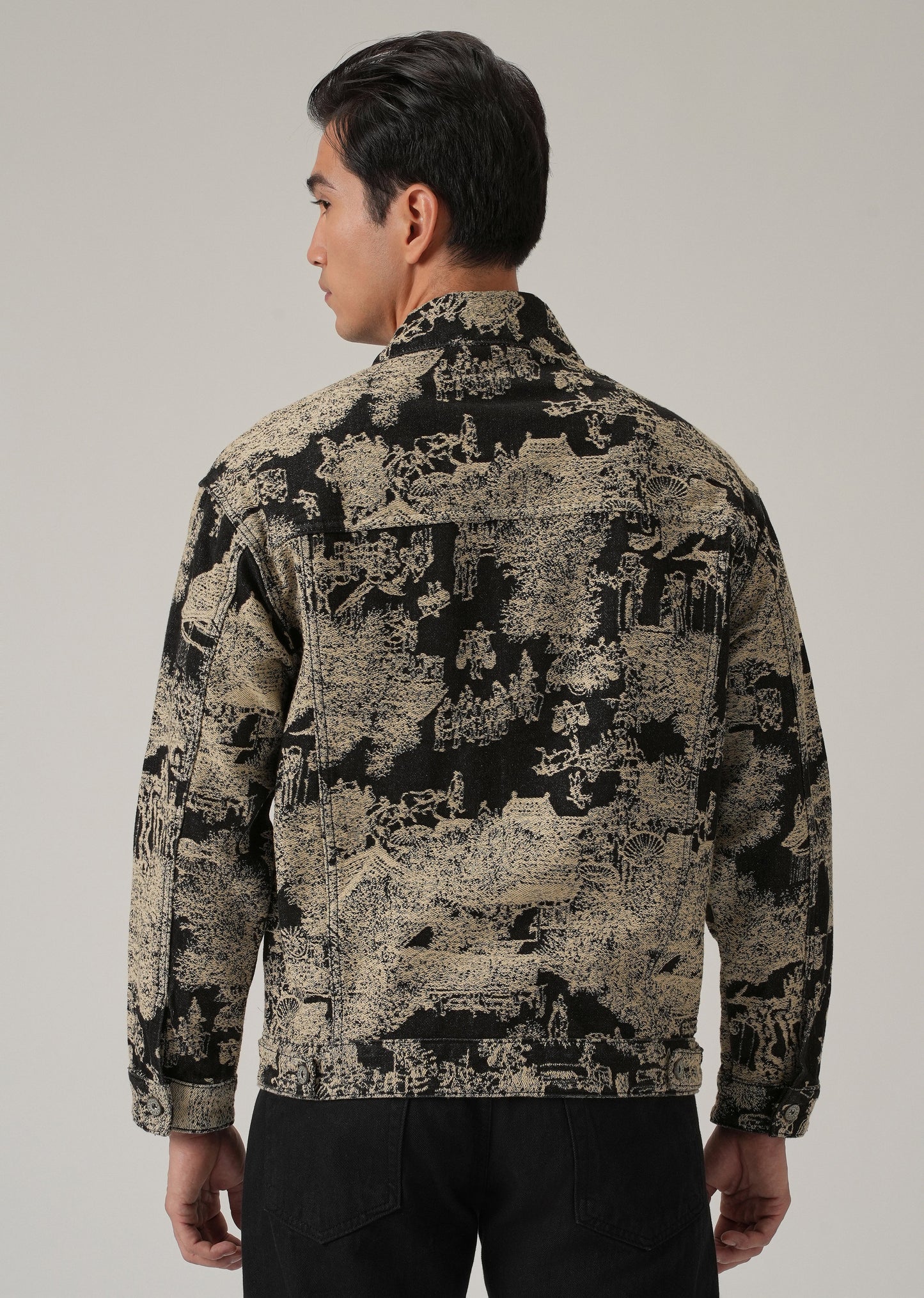 Beige Denim Jacquard Jacket