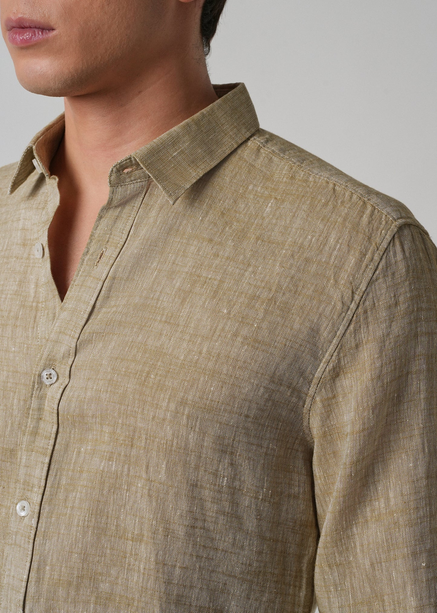100% Pure Linen Beige Shirt