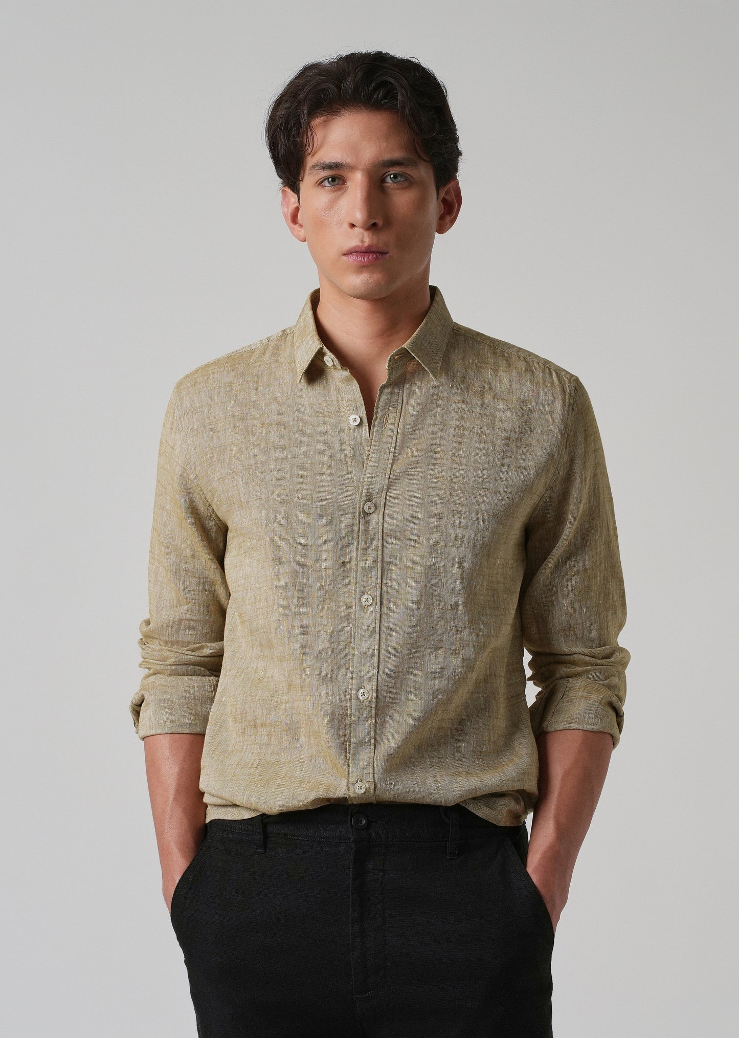 100% Pure Linen Beige Shirt