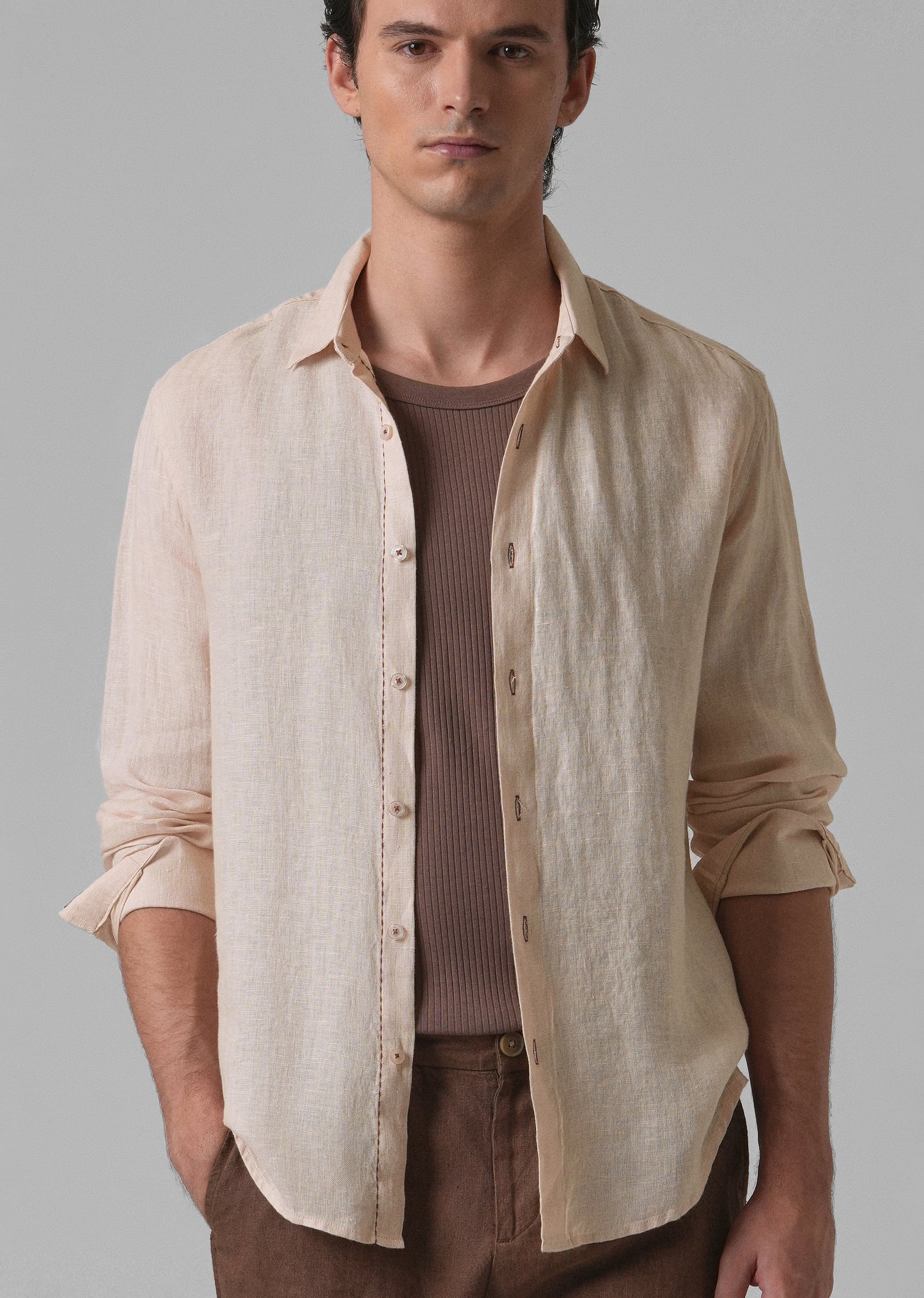 Beige Pure Linen Shirt