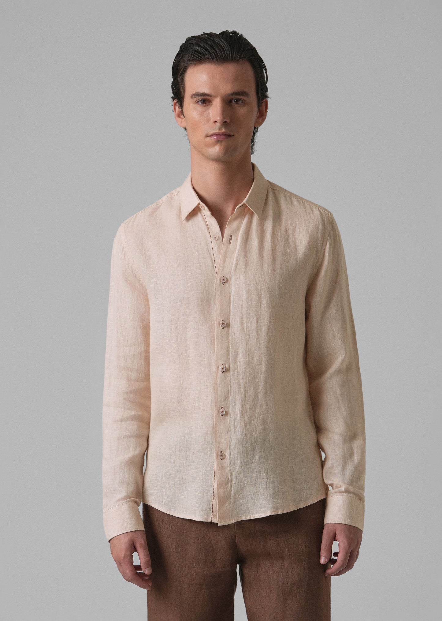 Beige Pure Linen Shirt