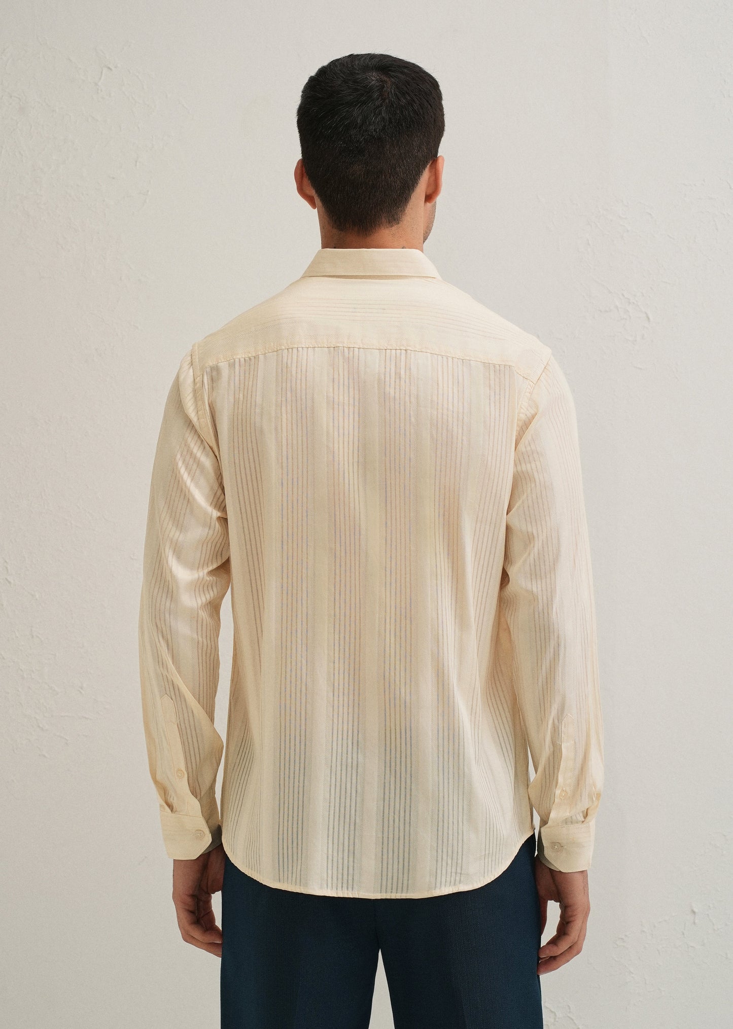 Beige Self Striped Shirt