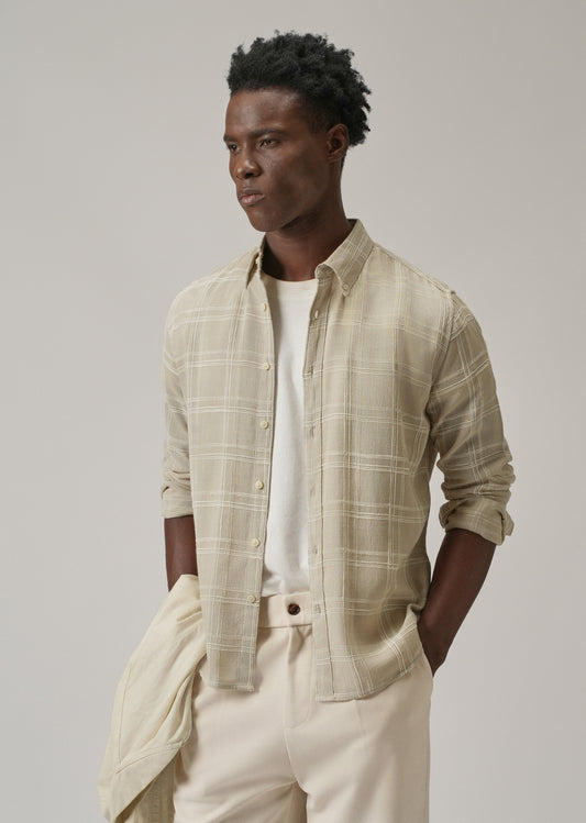 Beige Chenille Check Shirt