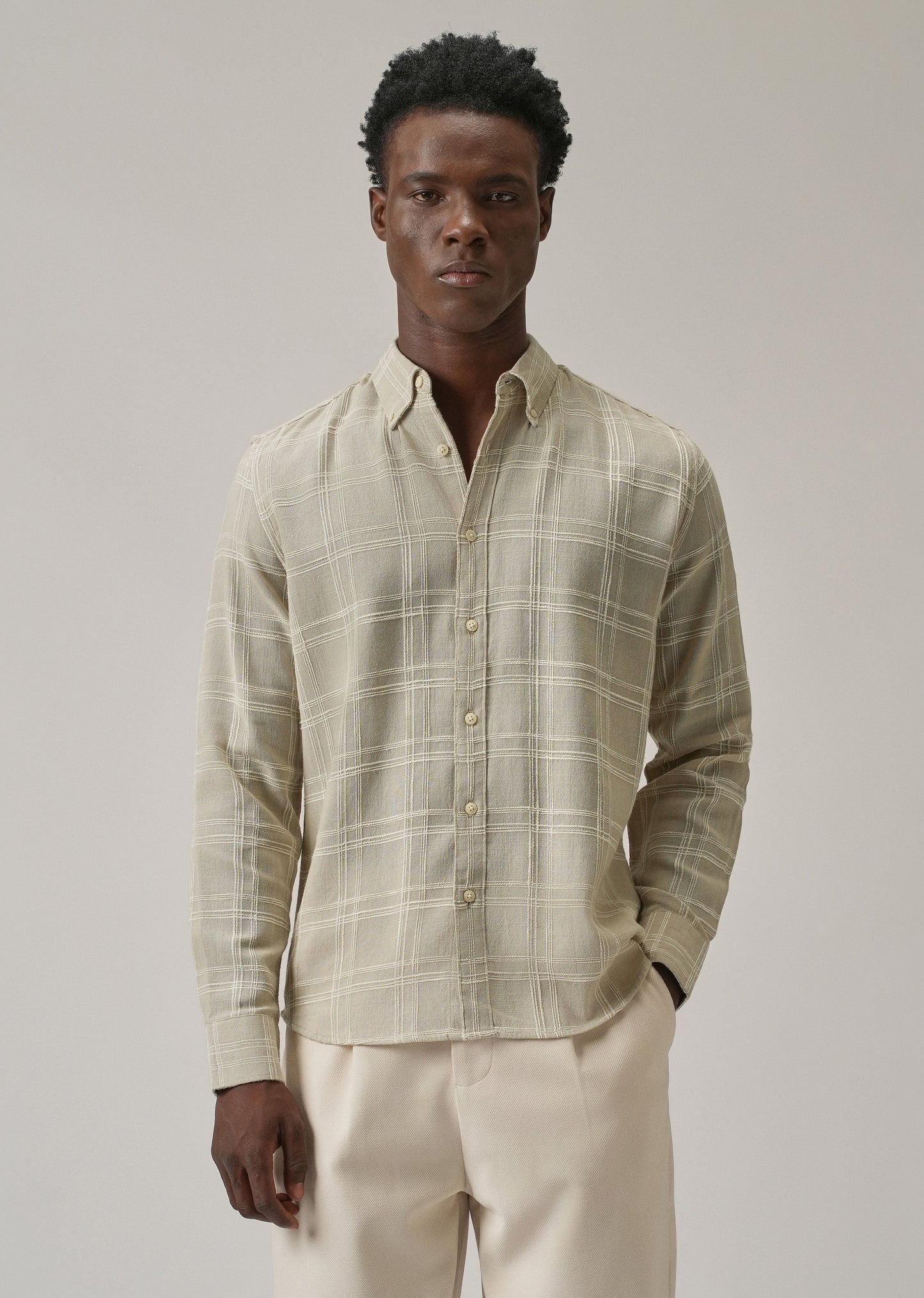 Beige Chenille Check Shirt