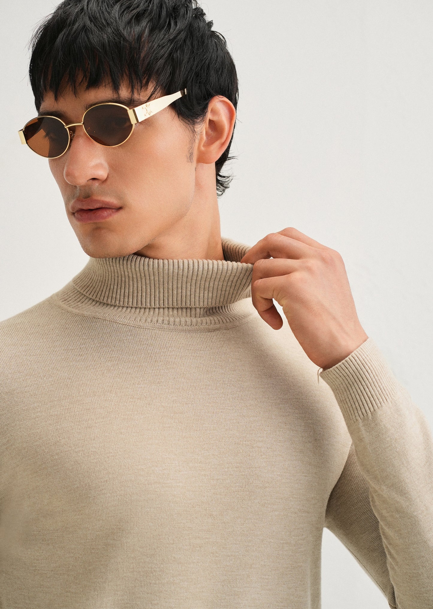 Beige Turtle-Neck Sweater