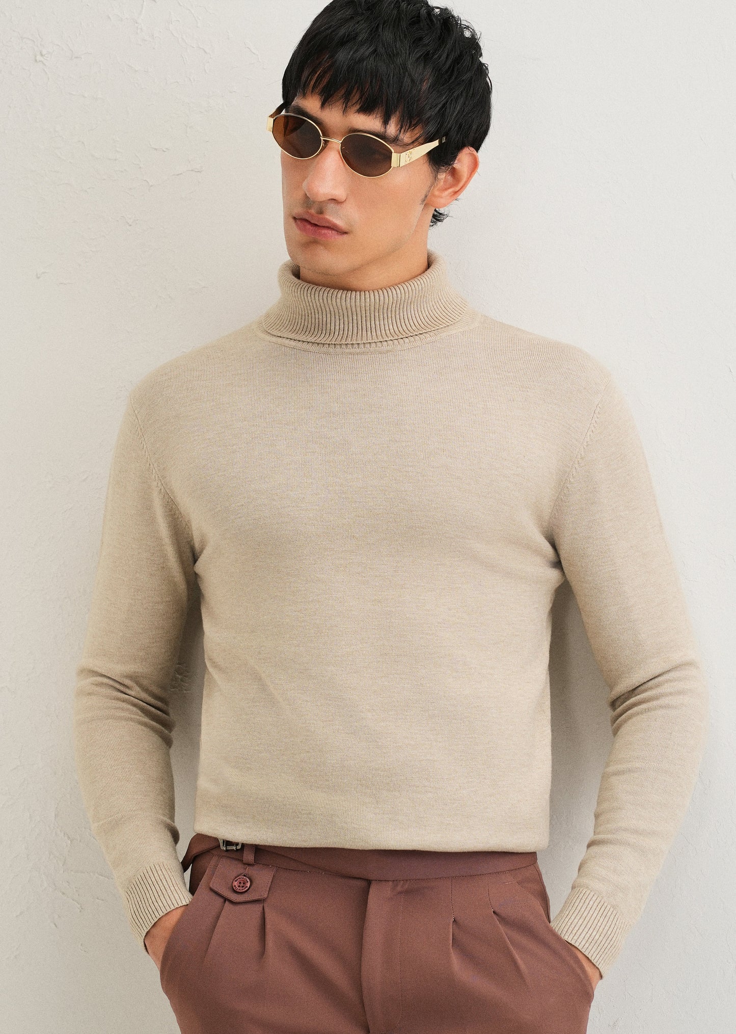 Beige Turtle-Neck Sweater