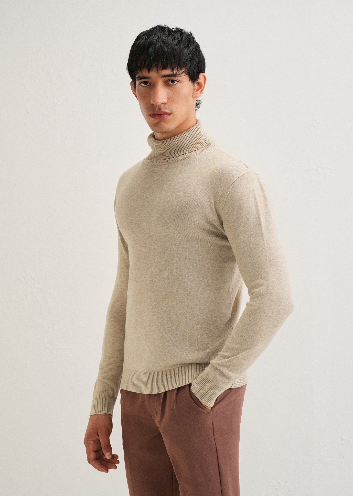 Beige Turtle-Neck Sweater