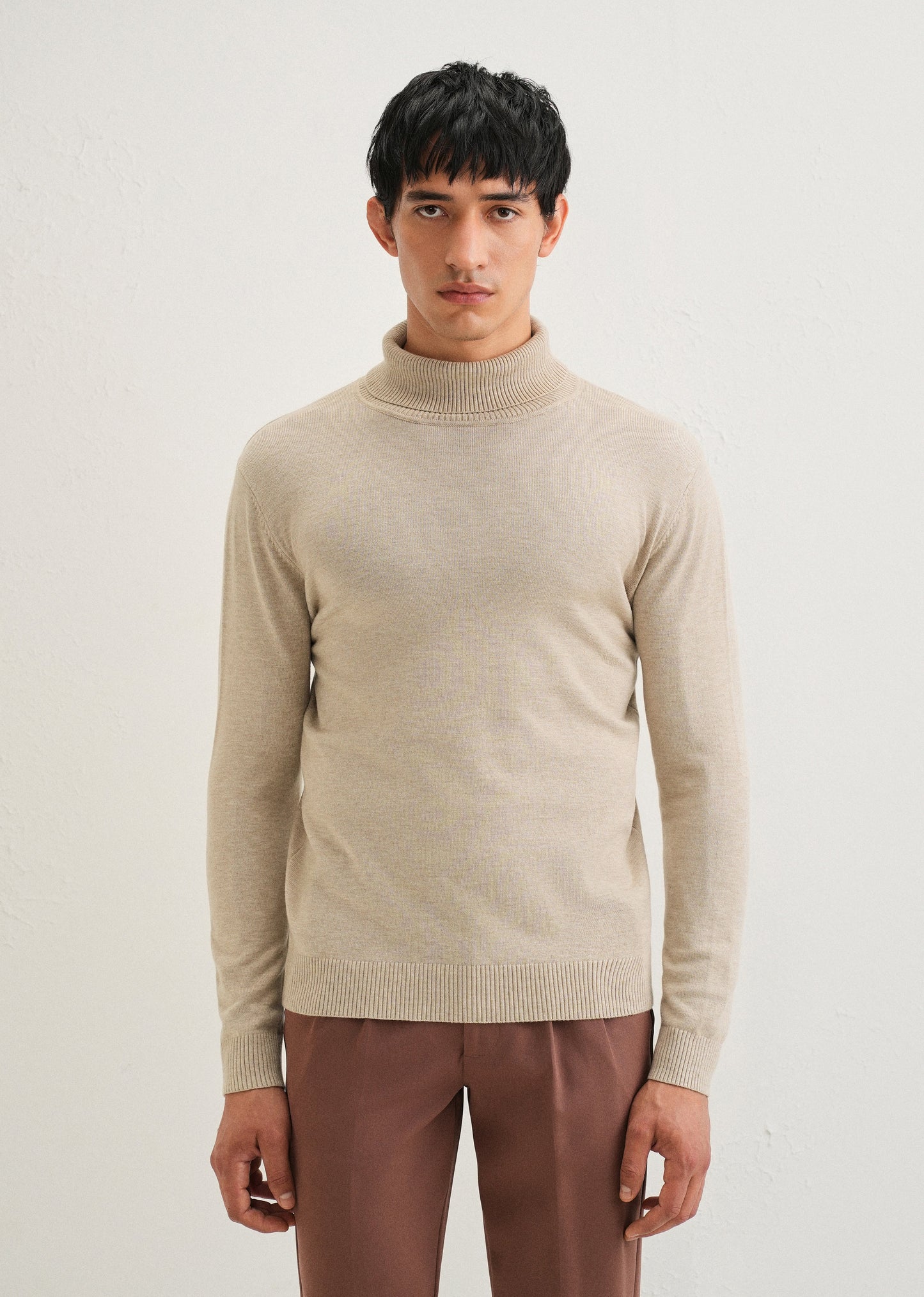 Beige Turtle-Neck Sweater