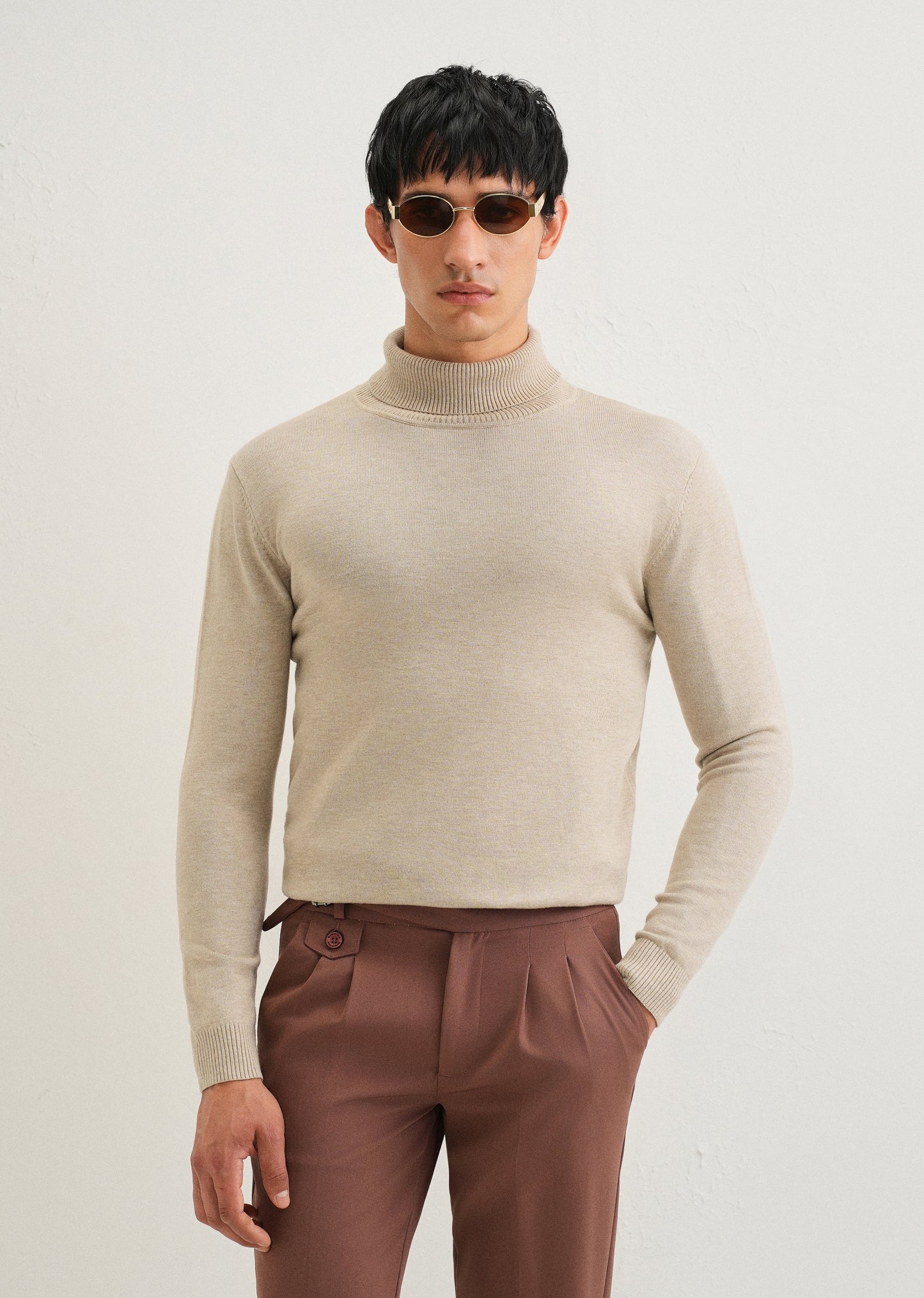 Beige Turtle-Neck Sweater