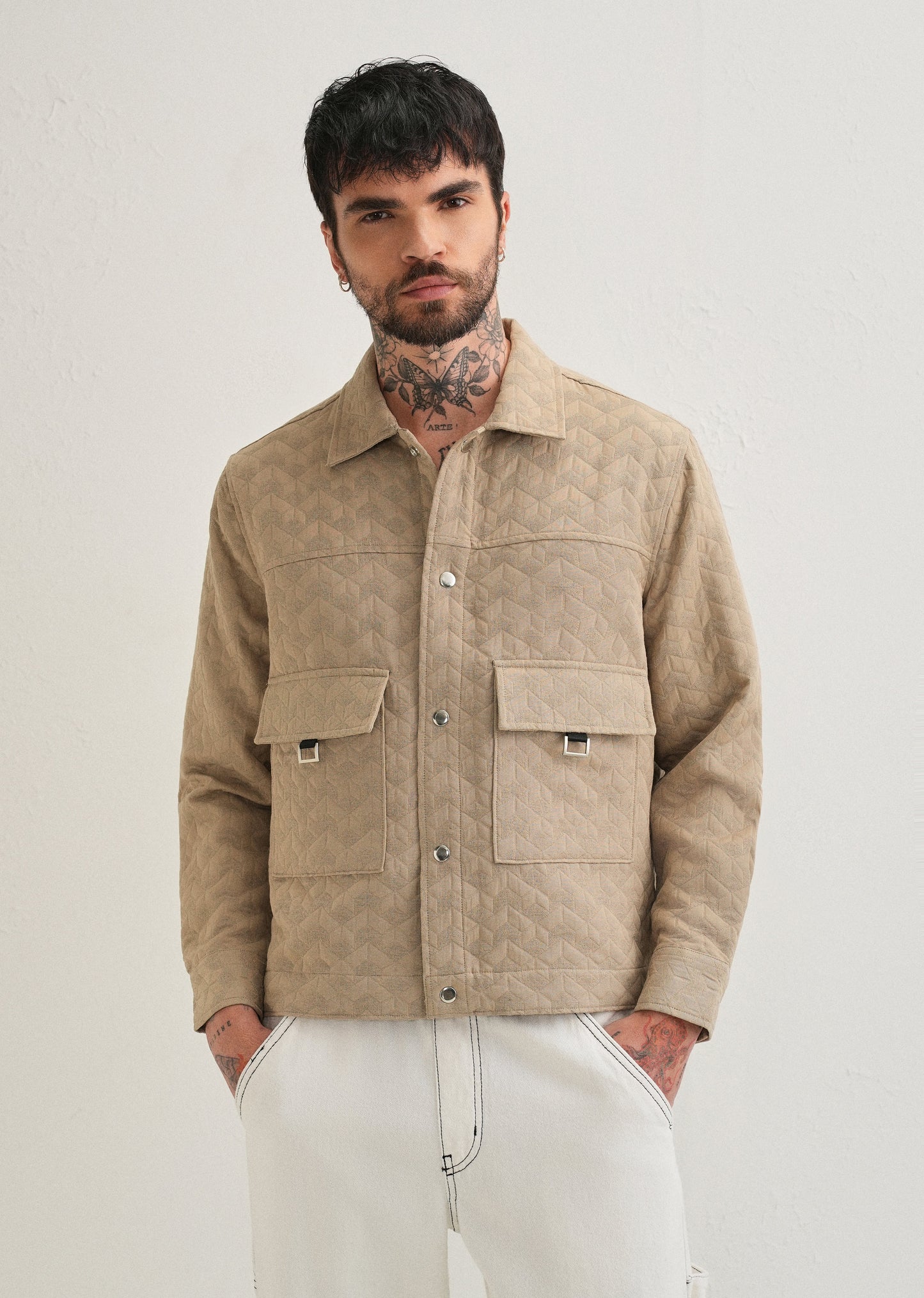 Beige Utility Shacket