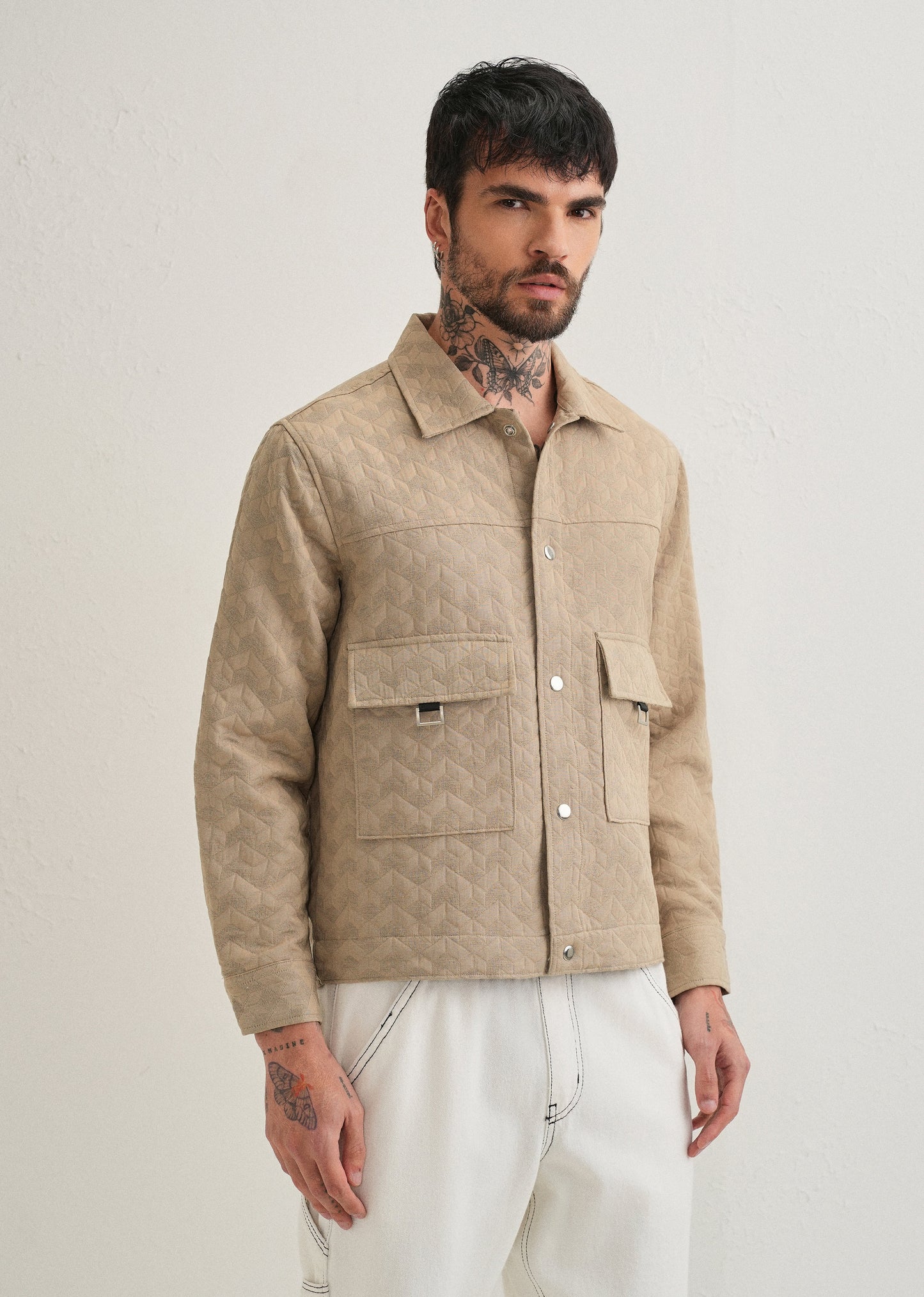 Beige Utility Shacket