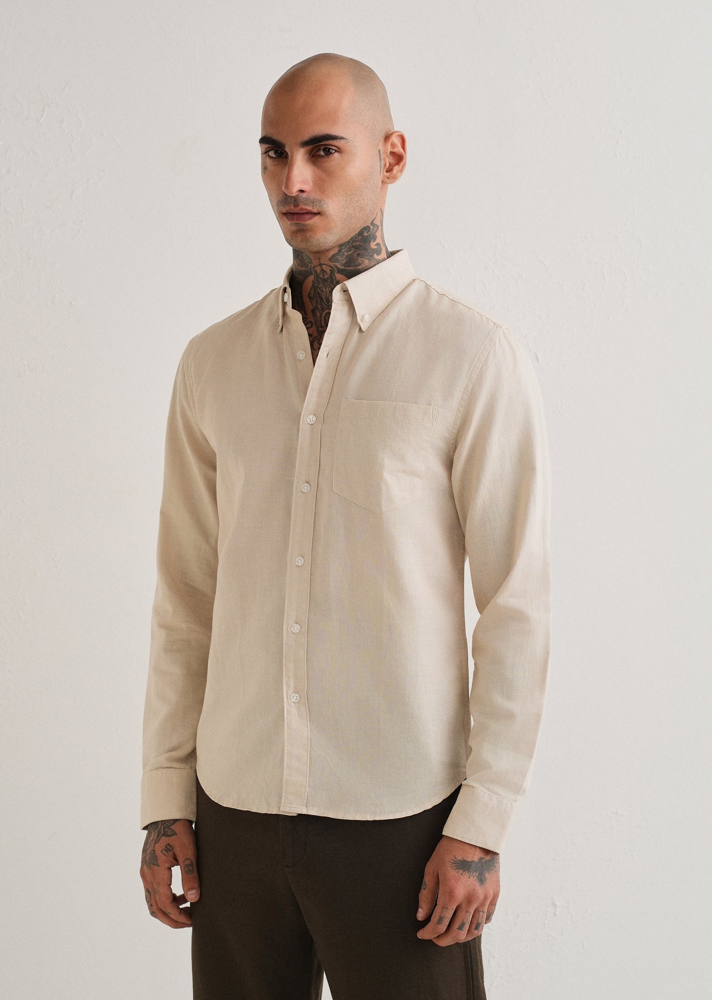 Beige Cotton Linen Shirt