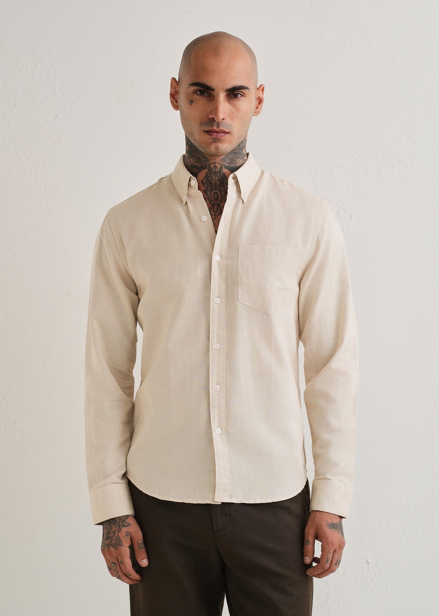 Beige Cotton Linen Shirt