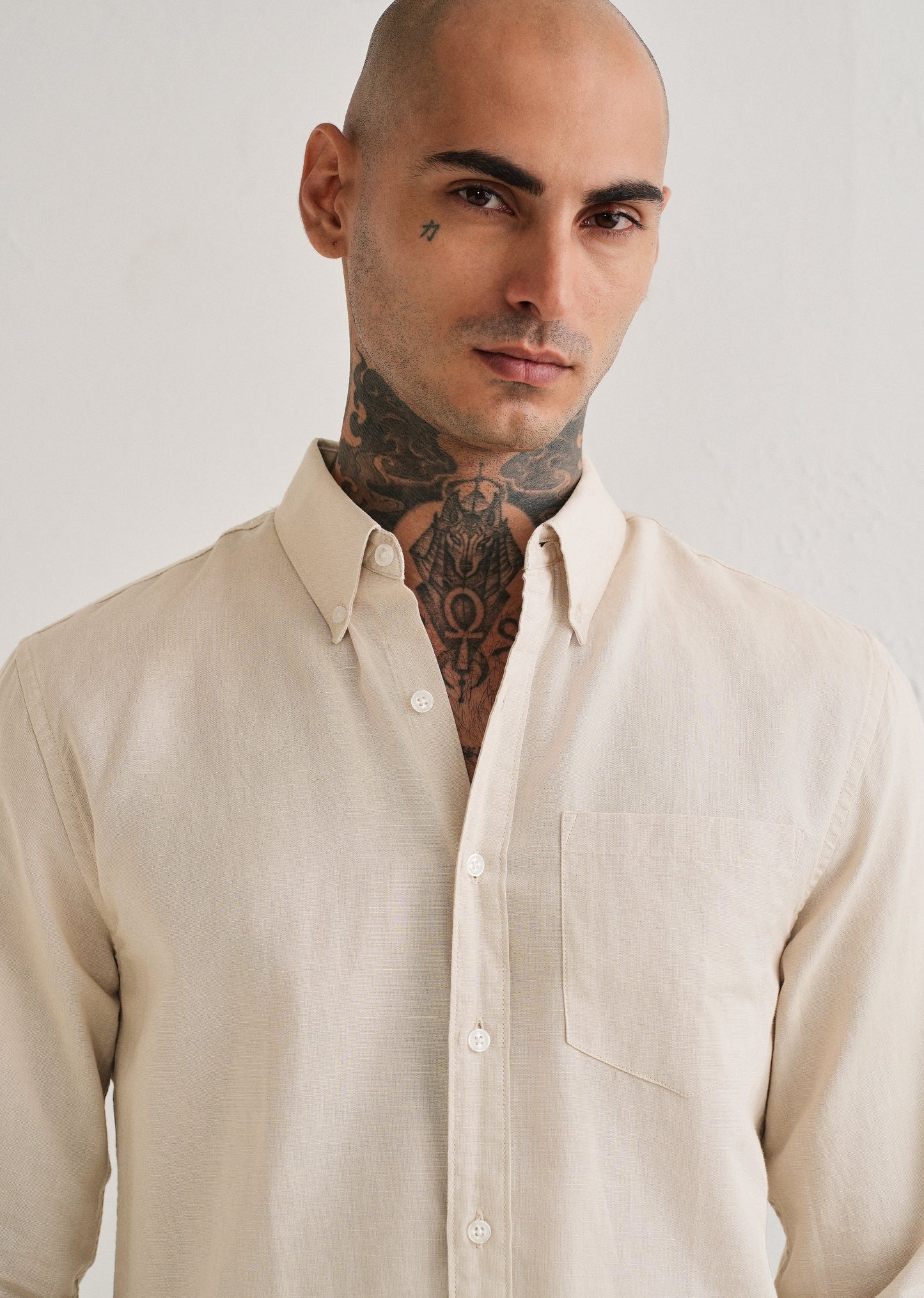 Beige Cotton Linen Shirt