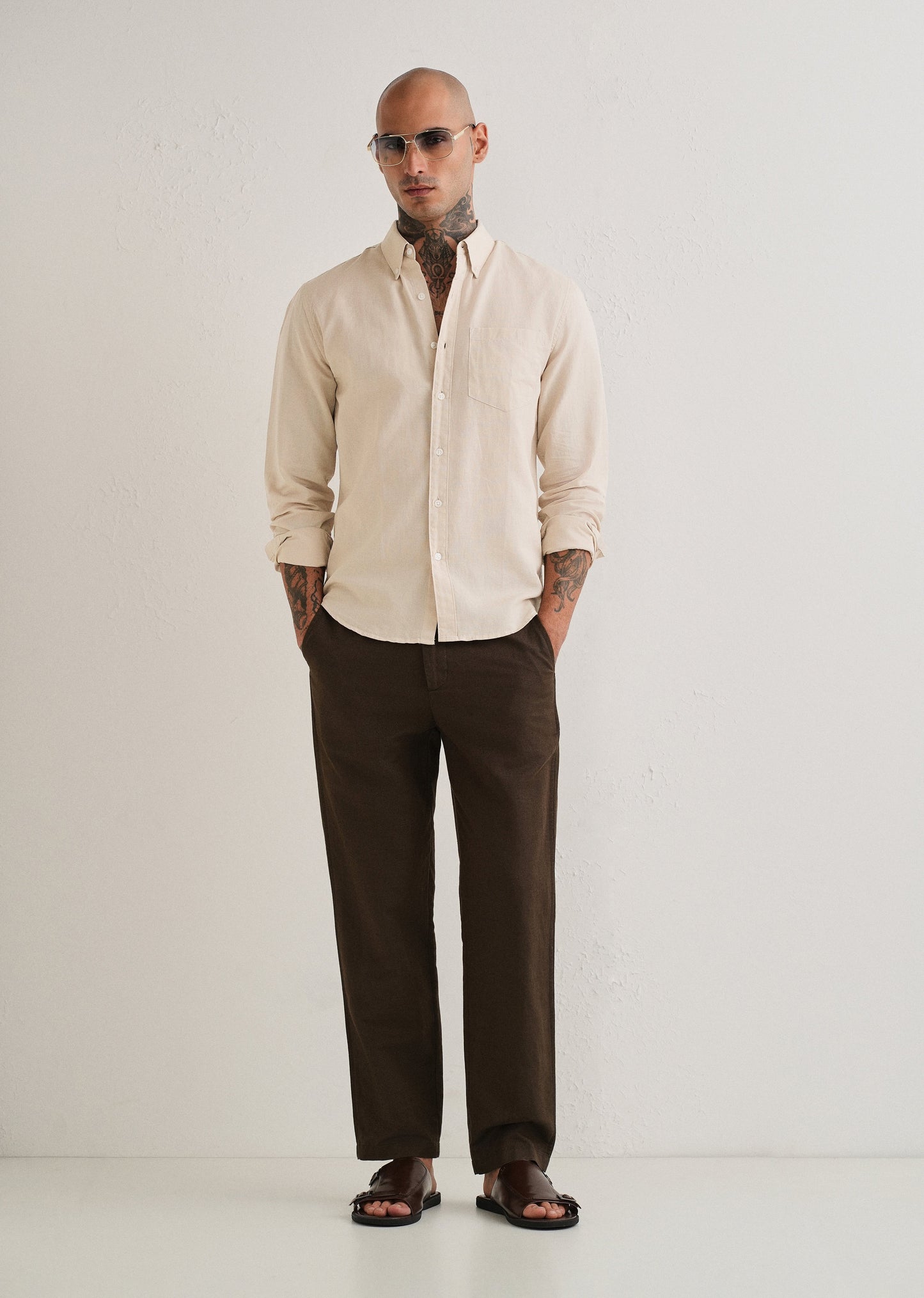 Beige Cotton Linen Shirt